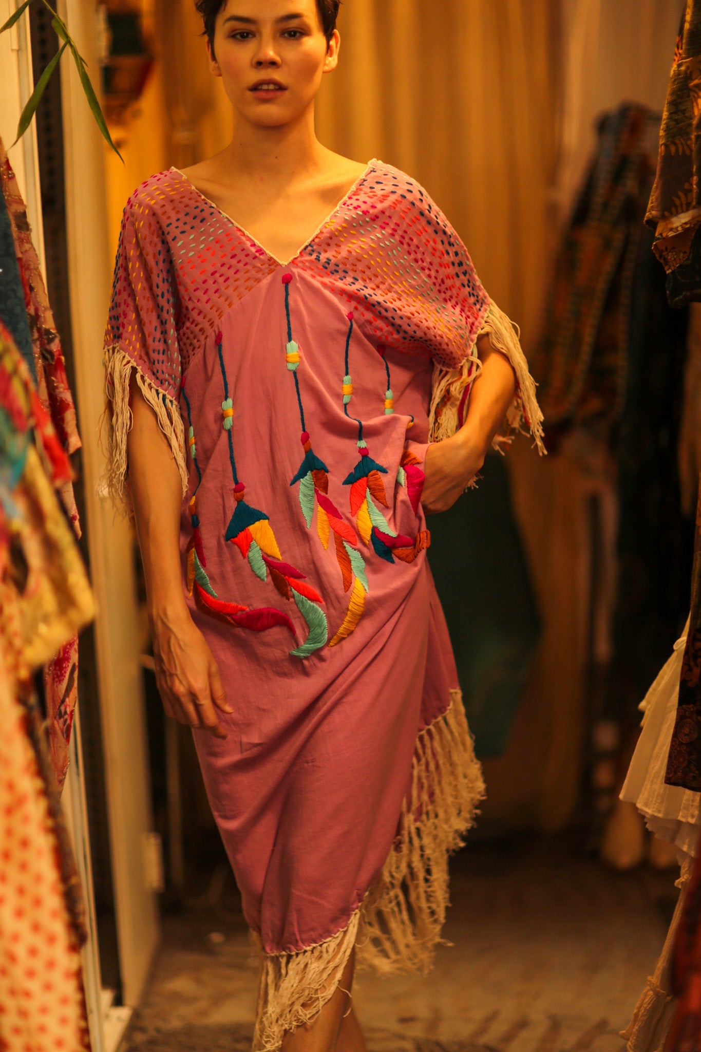 EMBROIDERED KAFTAN DRESS PHOEBIN