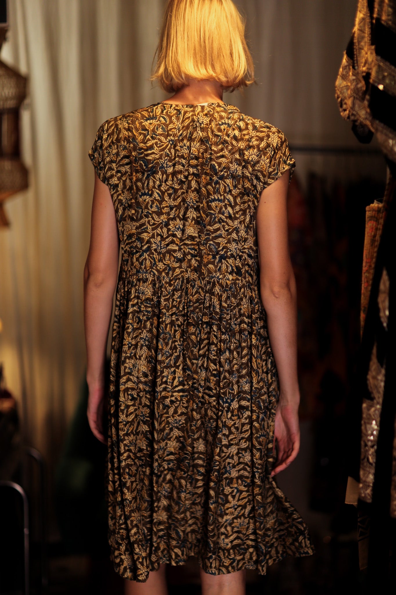 EDITH SILK DRESS GARDEN BEIGE