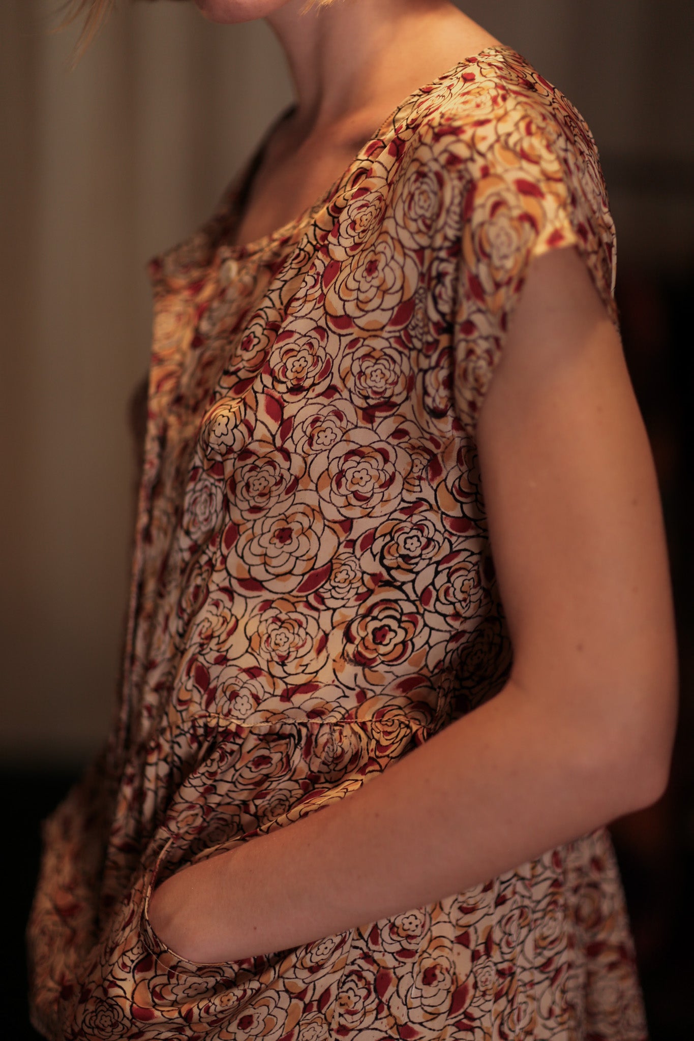 EDITH SILK DRESS RED FLORAL