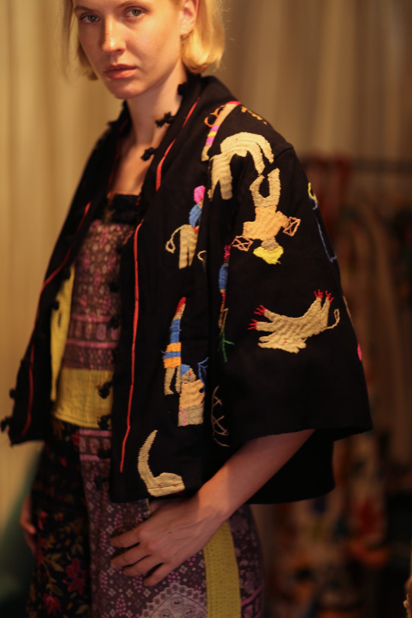 LAOS EMBROIDERED COTTON SHORT JACKET