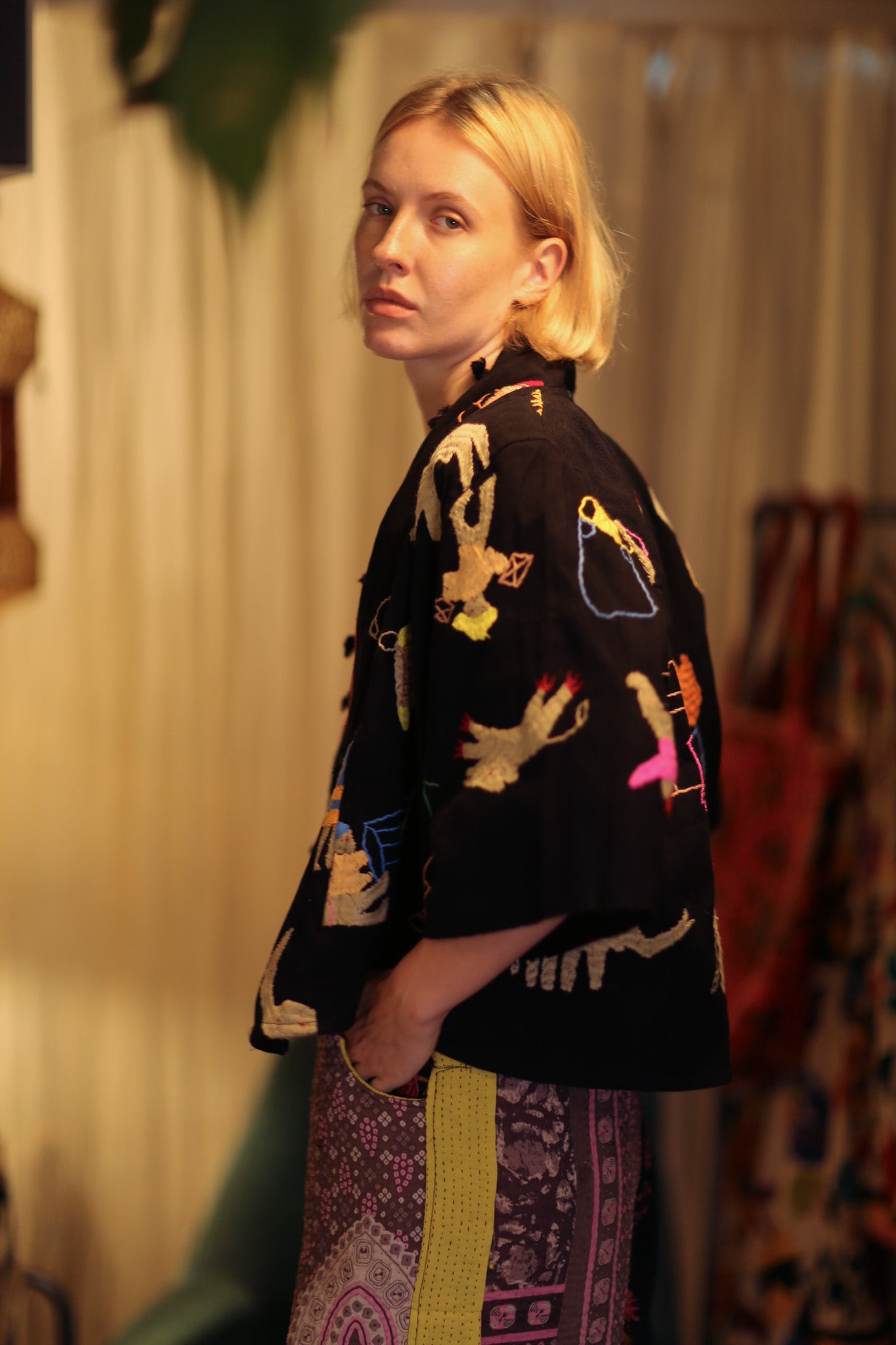 LAOS EMBROIDERED COTTON SHORT JACKET