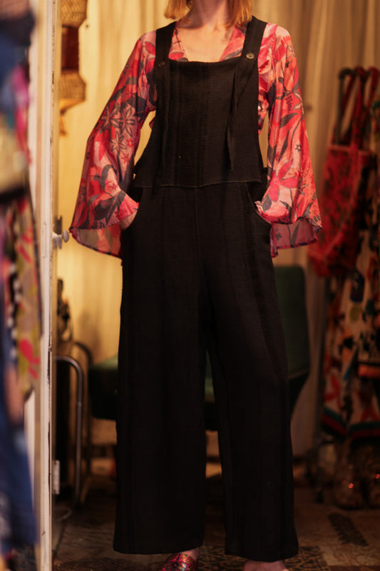 FREYA EMBROIDERED KANTHA DUNGAREES DARKNESS