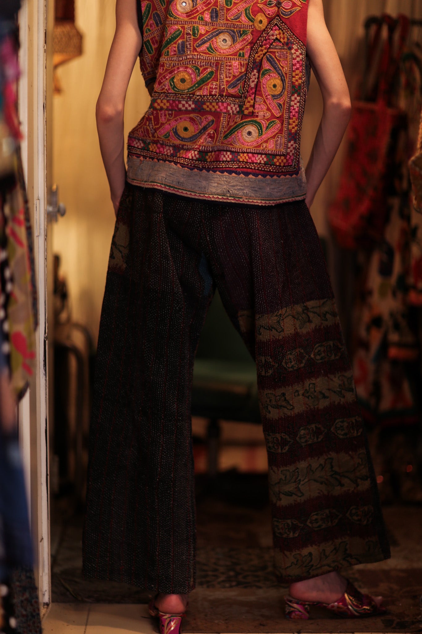 TENZIN EMBROIDERED INDIAN GILET FUCHSIA