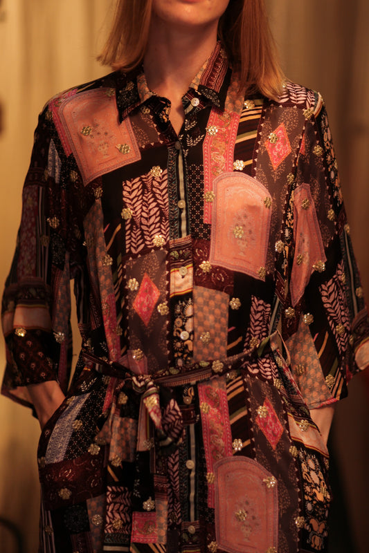 SILK EMBROIDERED DRESS RUTH INDIA