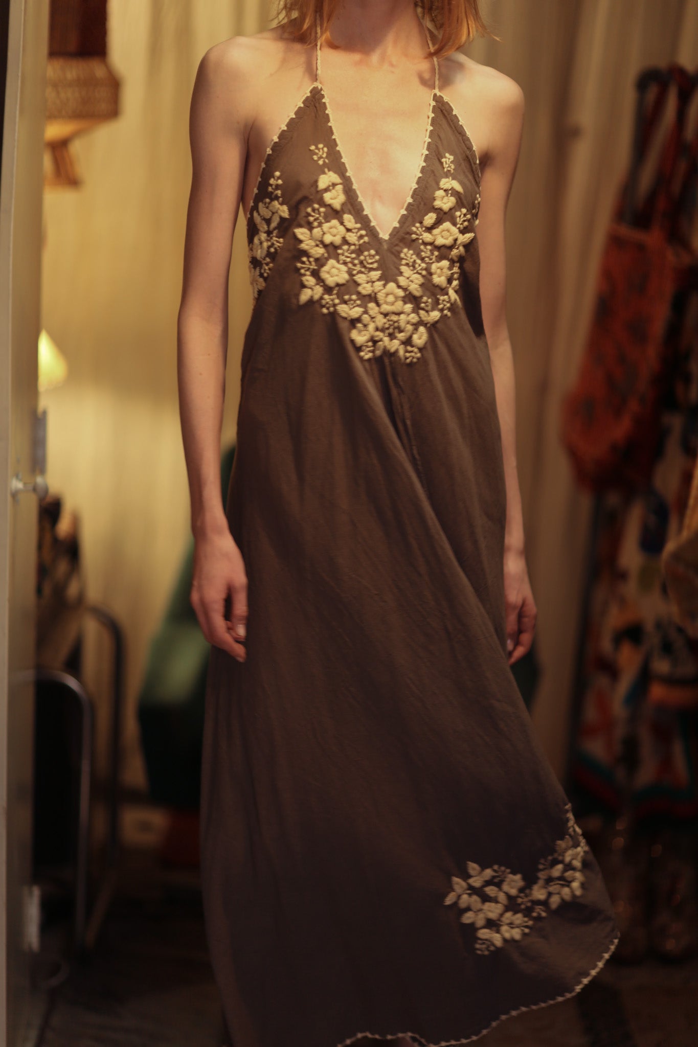 ROSE EMBROIDERED COTTON DRESS