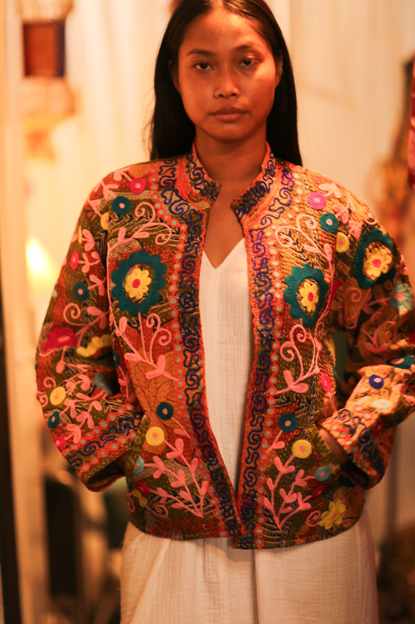 KANTHA EMBROIDERED JACKET INGRID HUGS