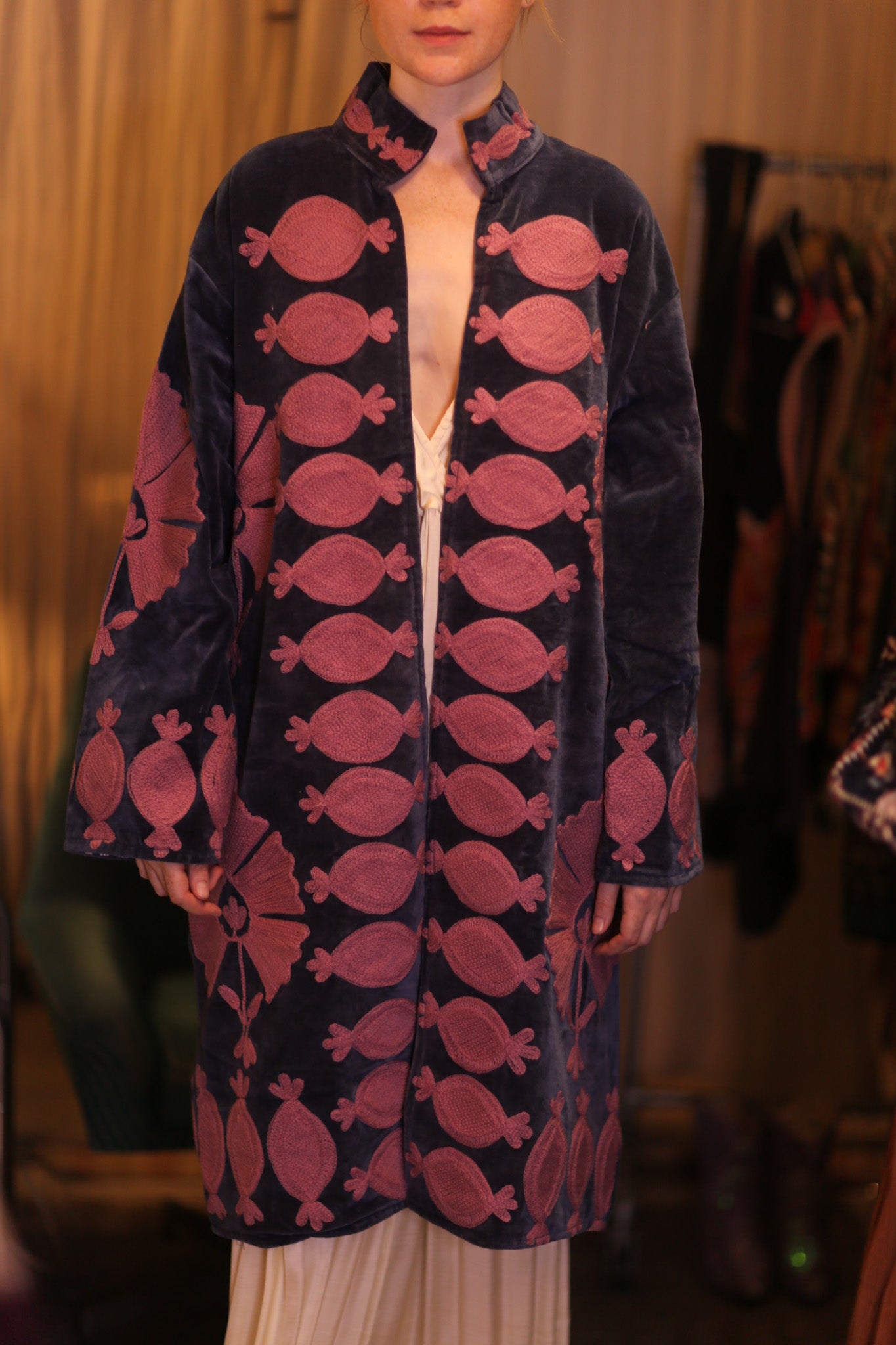 EMBROIDERED VELVET LONG COAT MISCHKA BAYDAR