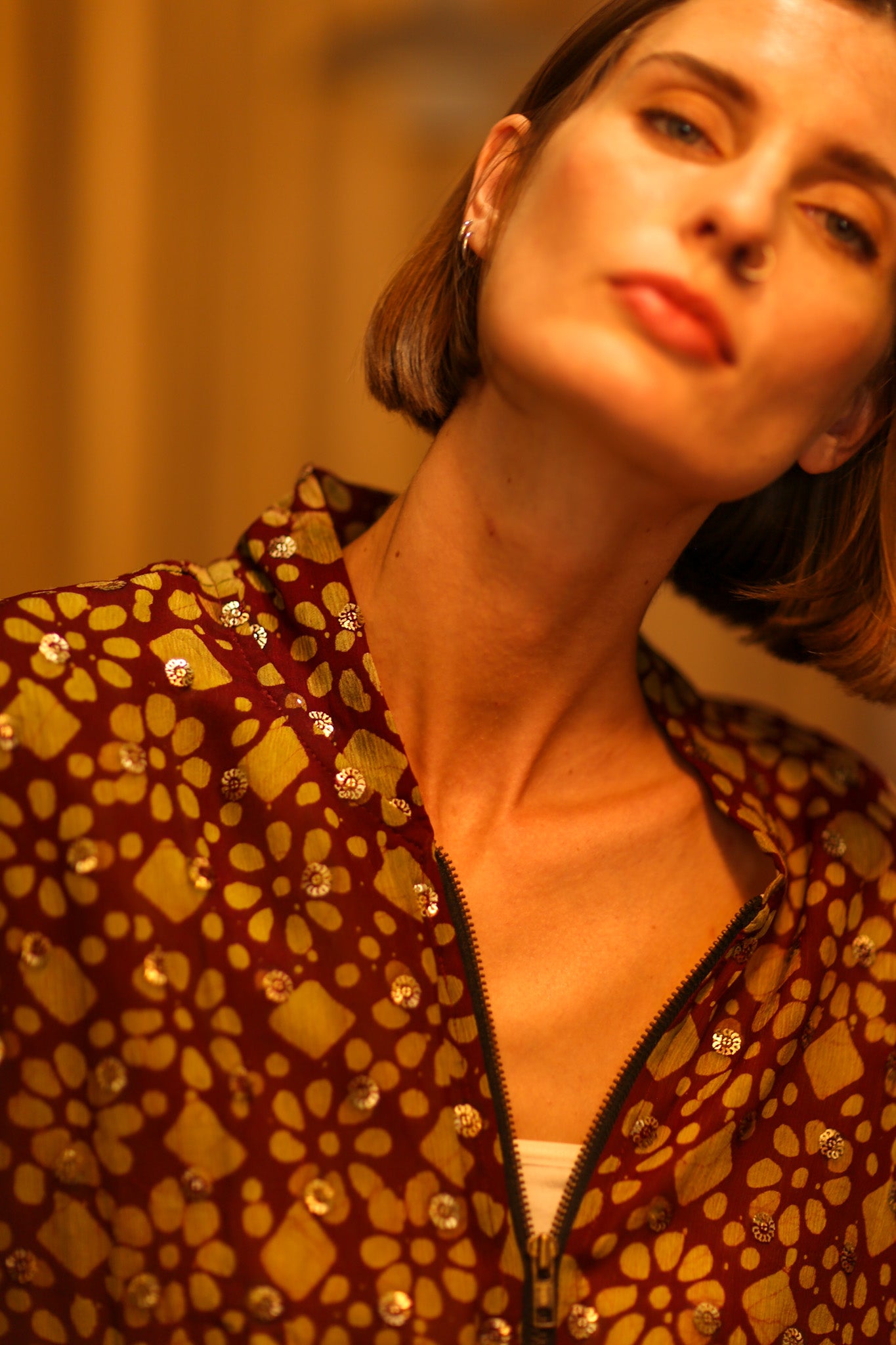 ANCHA SILK EMBROIDERED BOMBER JACKET
