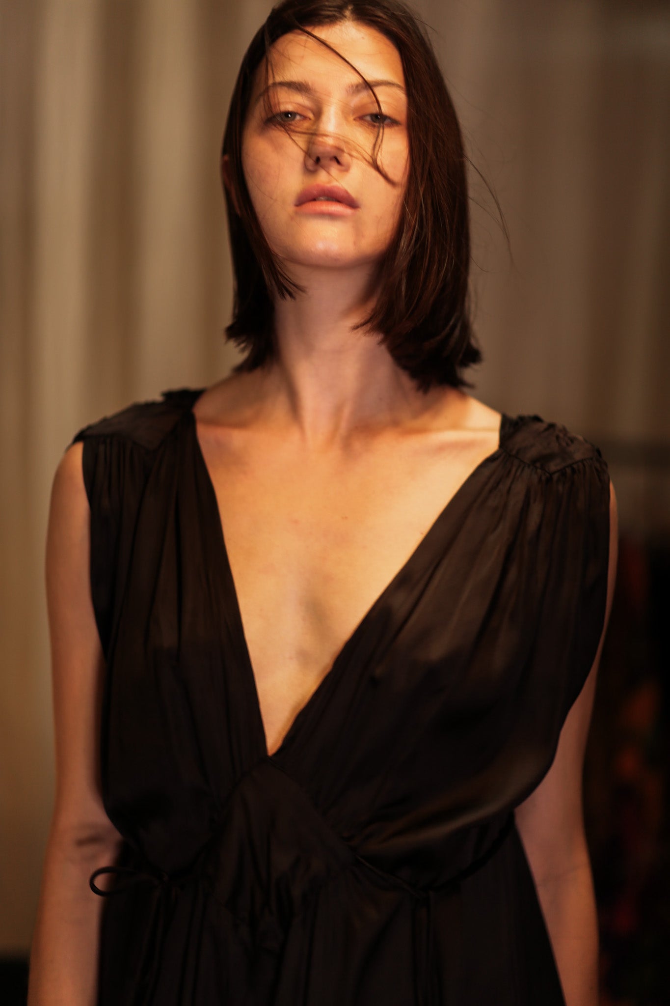 VICTORIA SILK DRESS PITCH BLACK