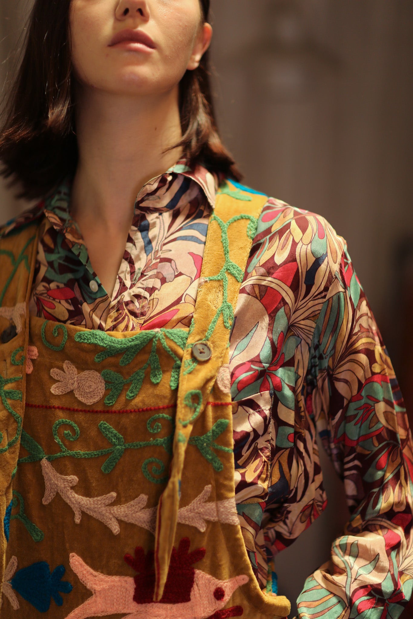 FREYA EMBROIDERED OVERALL MUSTARD