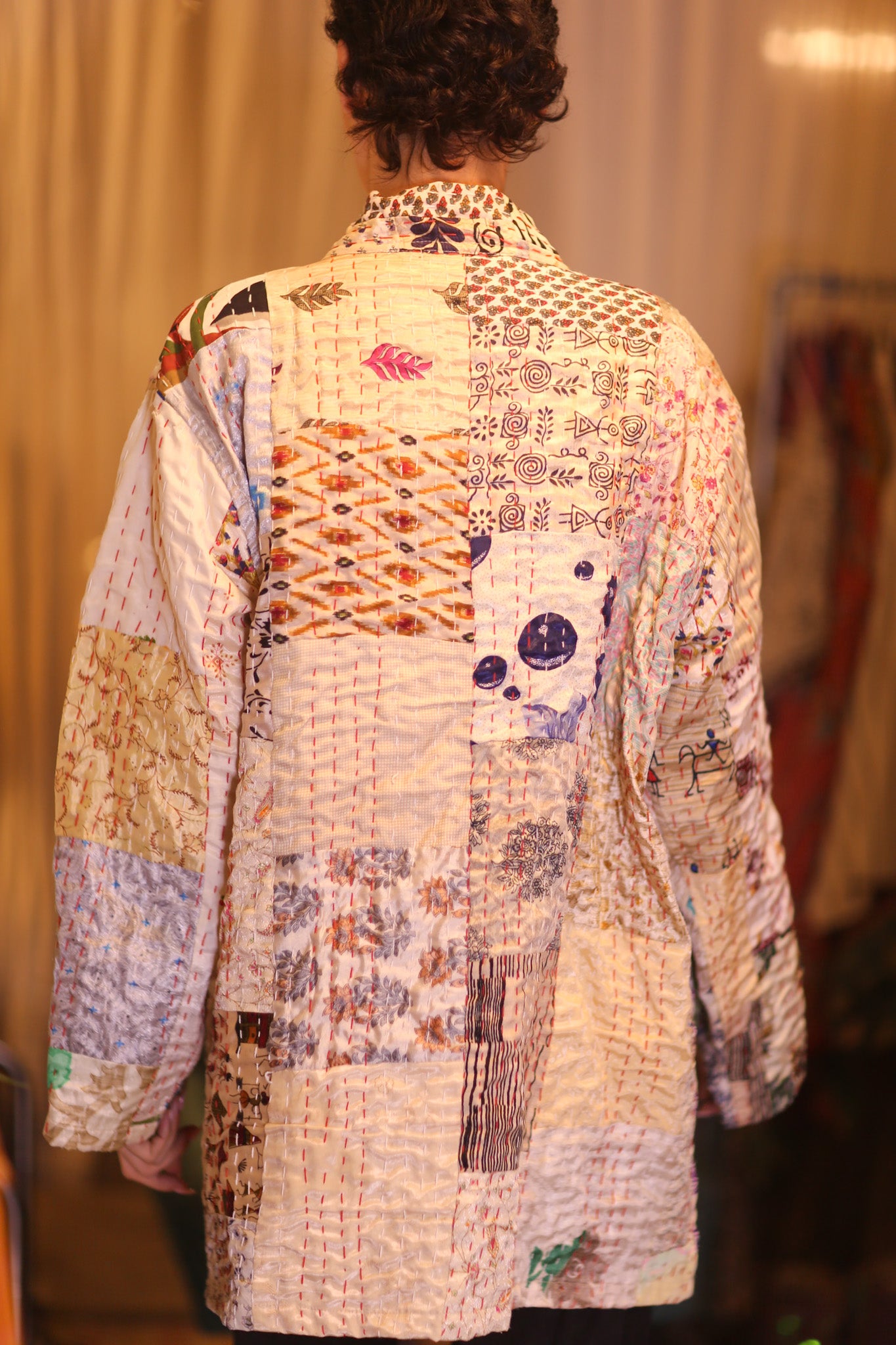 PATCHWORK PATTERN SILK SHORT KIMONO DANAN