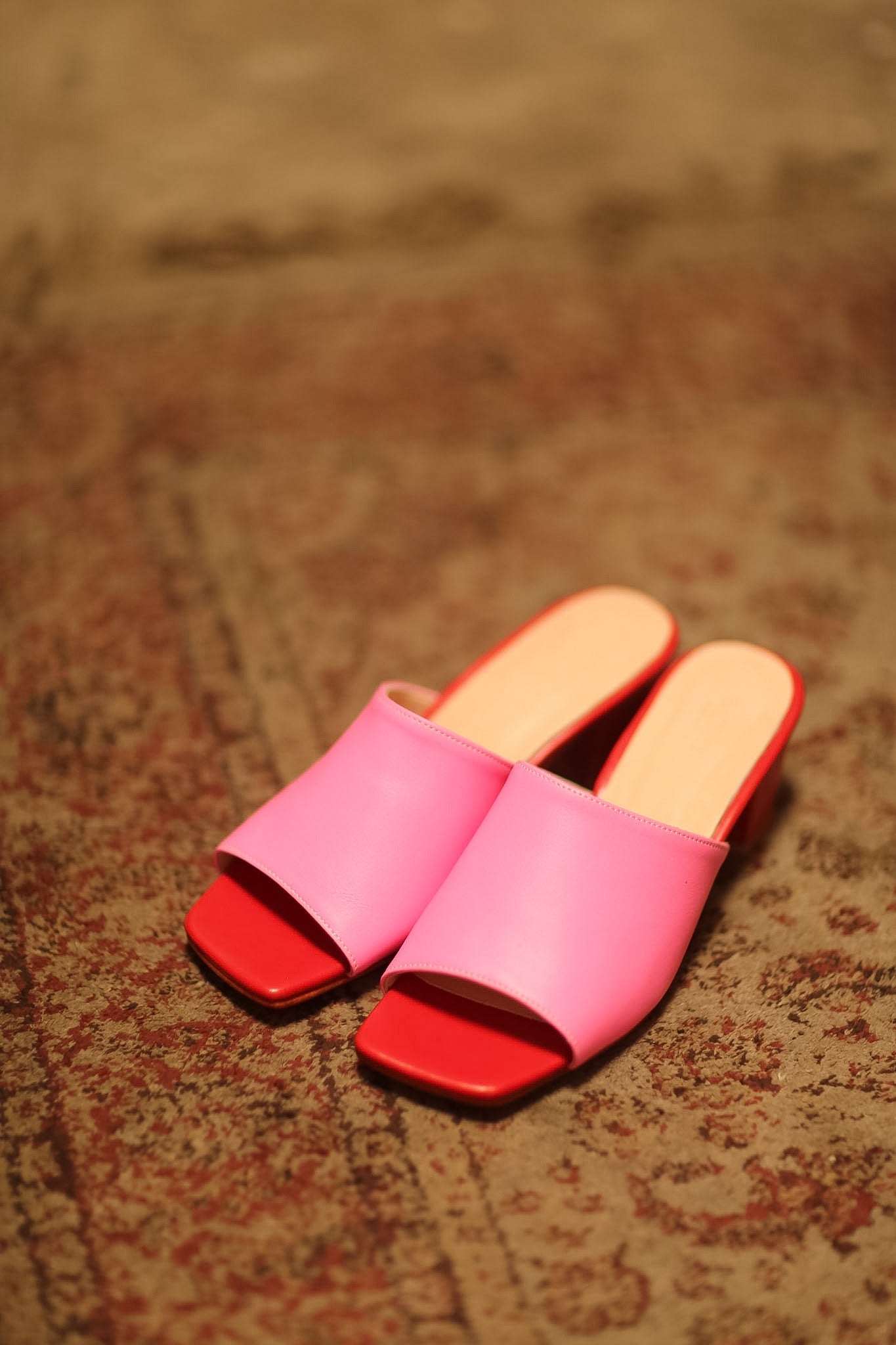 HEELED MULUES LORIN PINK RED