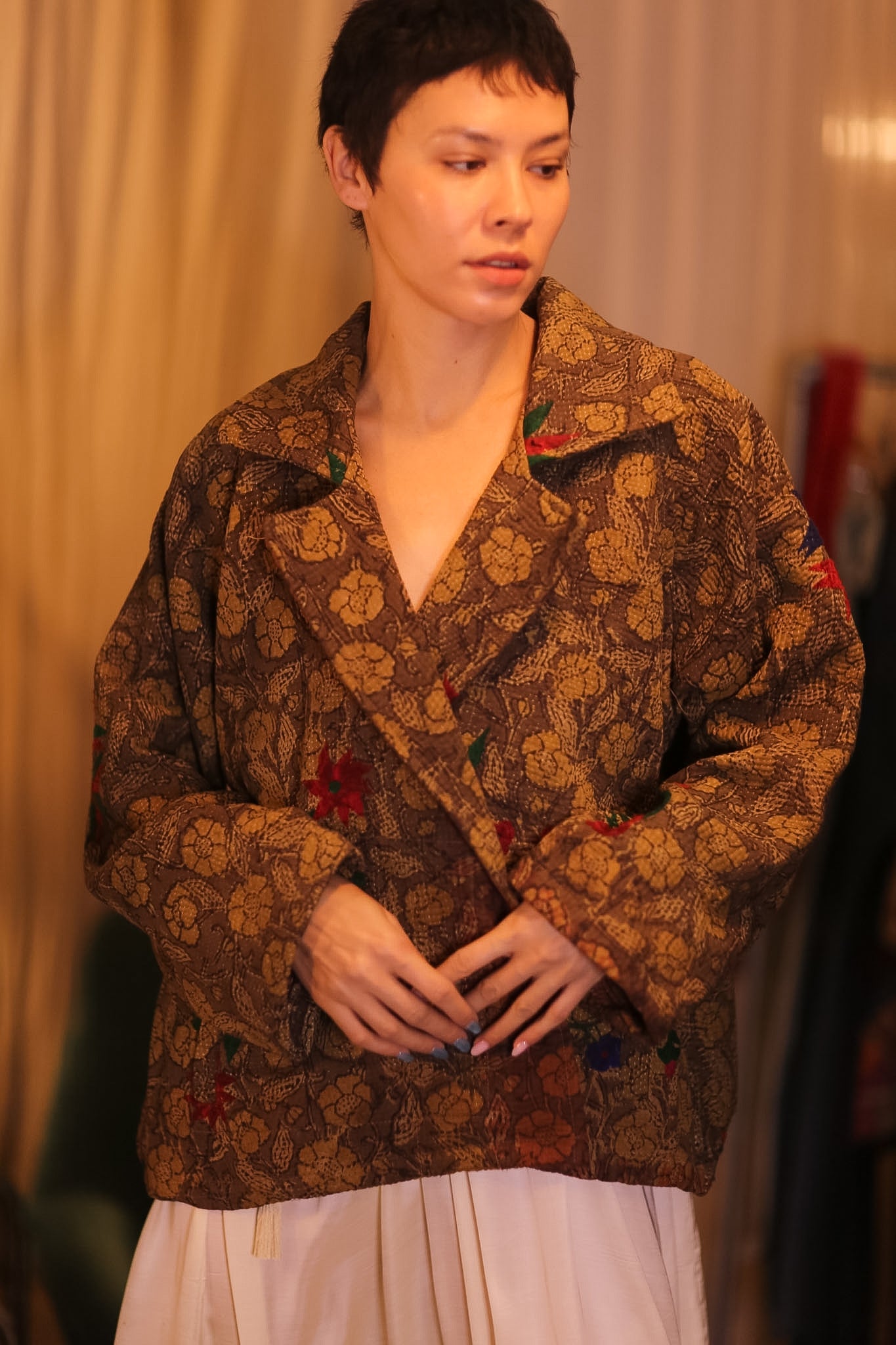 EMBROIDERED KANTHA JACKET NIKO