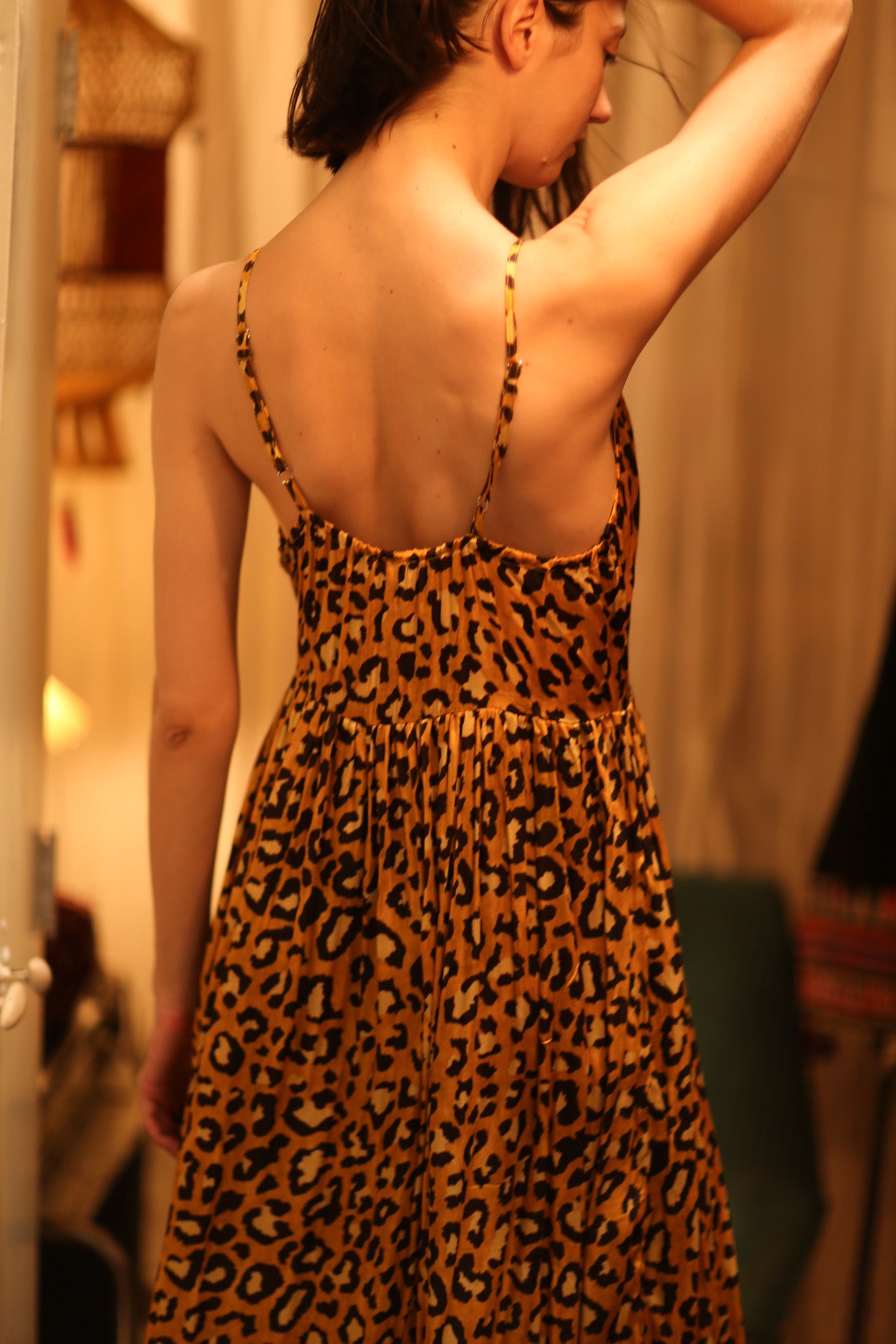 SILK DRESS LILY LEO PRINT DARK