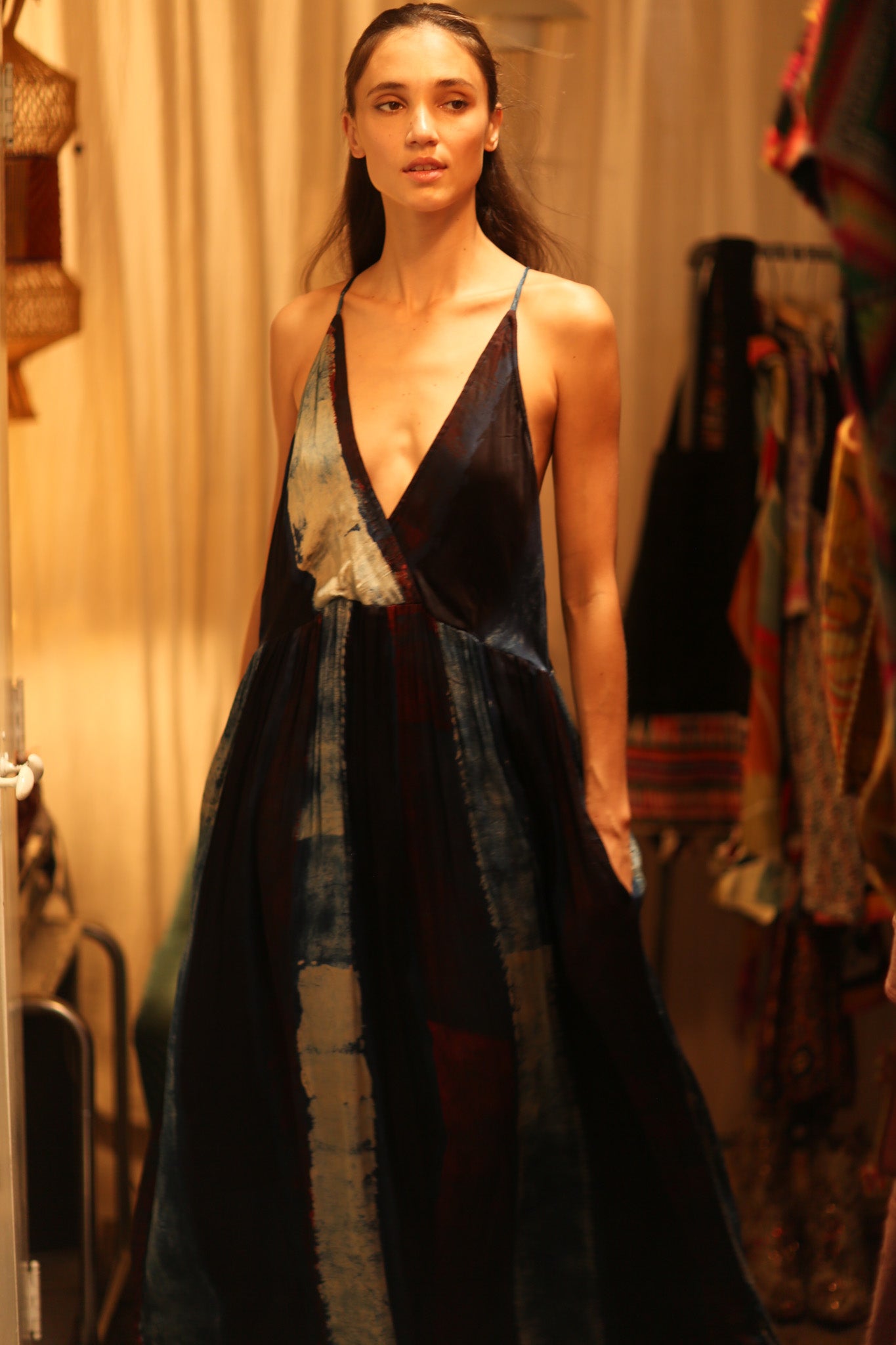 HAND BLOCK PRINT SILK DRESS LILY