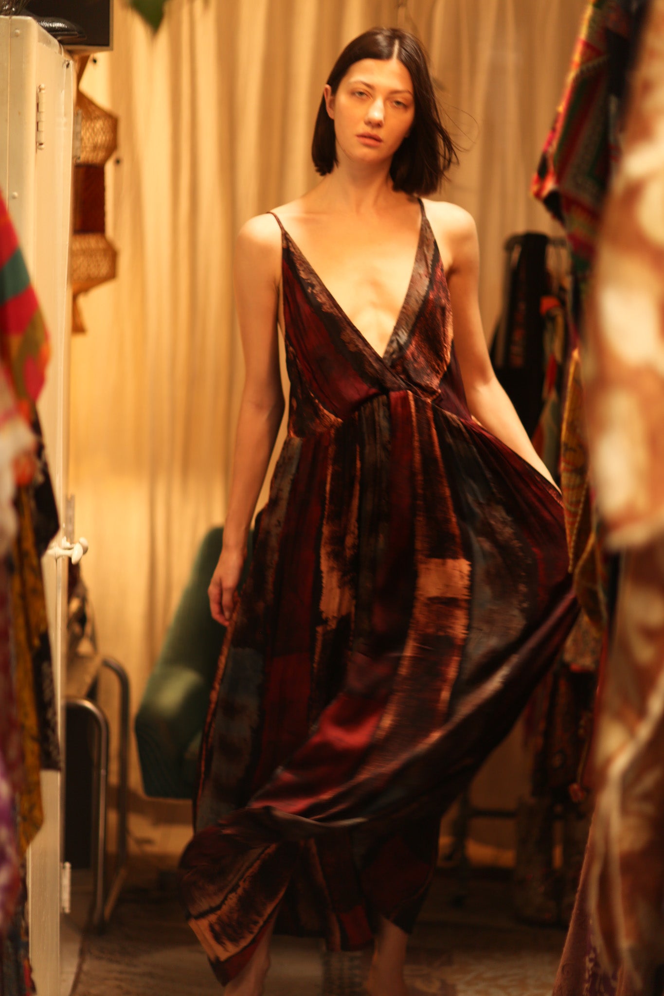 LILY SILK DRESS RED STRIPE