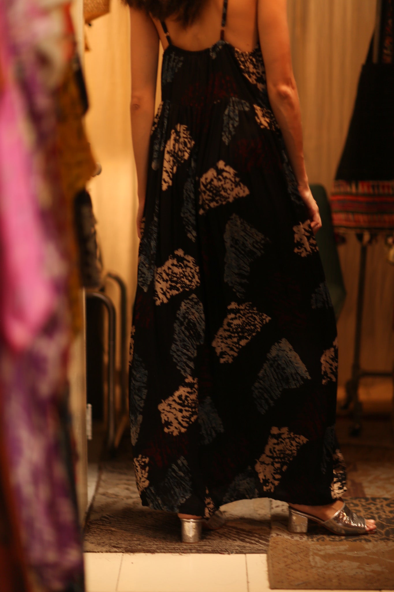 LILY SILK DRESS BLACK PAINTERS