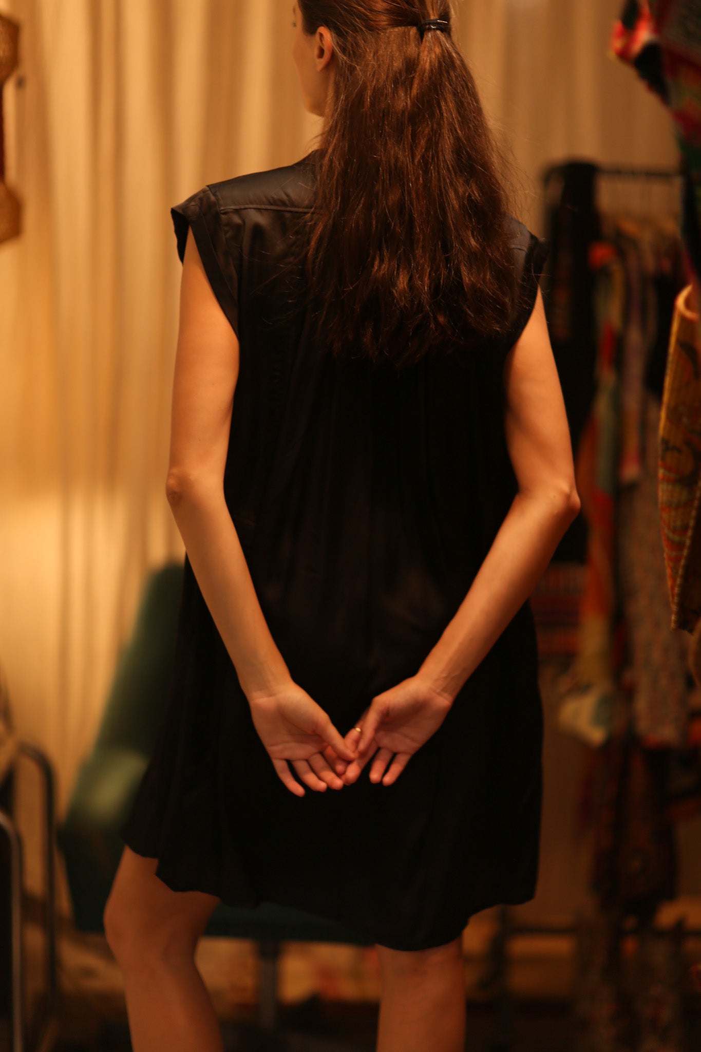 BLACK SILK DRESS MARY