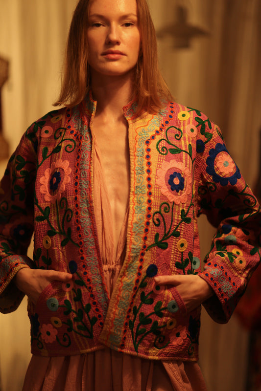 JACKET INGRID MARIA PINK EMBROIDERED