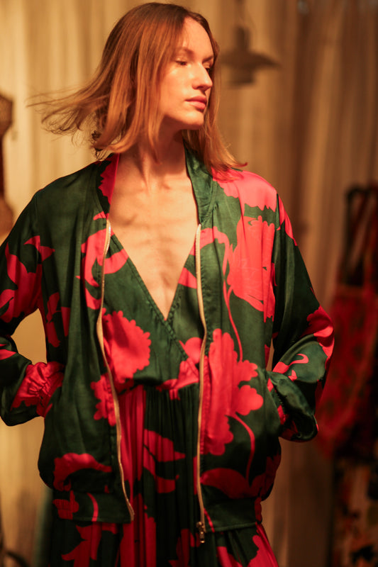ANCHA SILK BOMBER PINK VINES