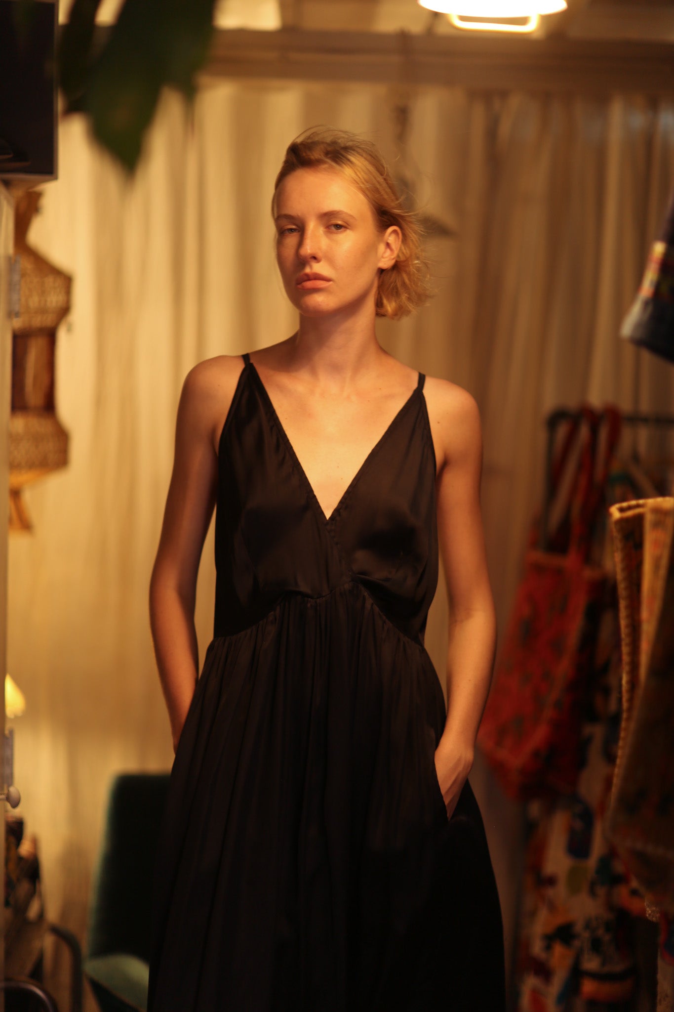 LILY SILK DRESS PITCH BLACK