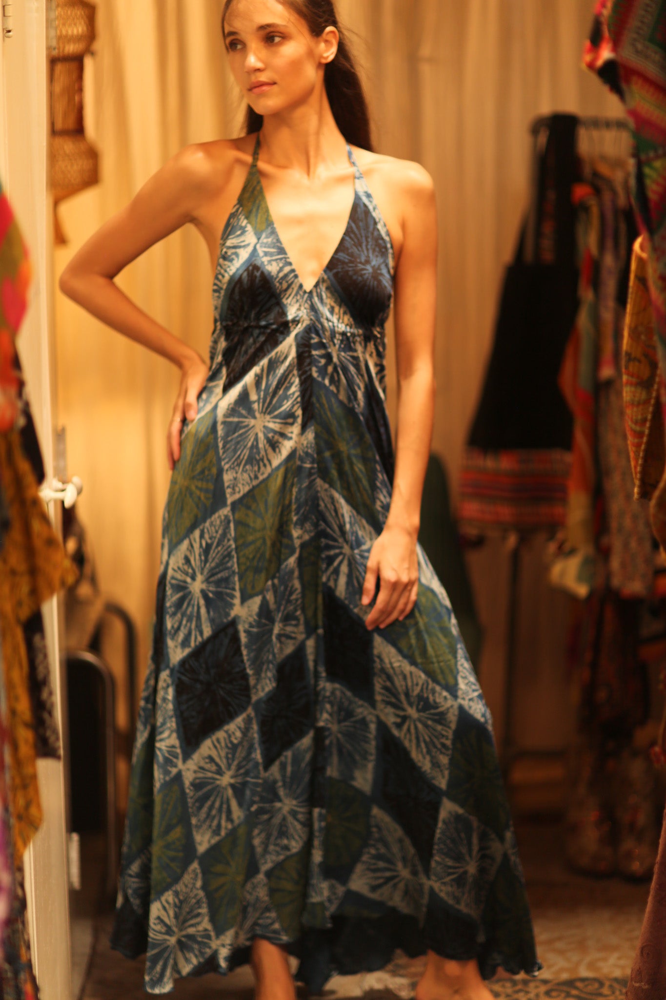 SILK DRESS HANNAH BLUE PAINTER EDIT