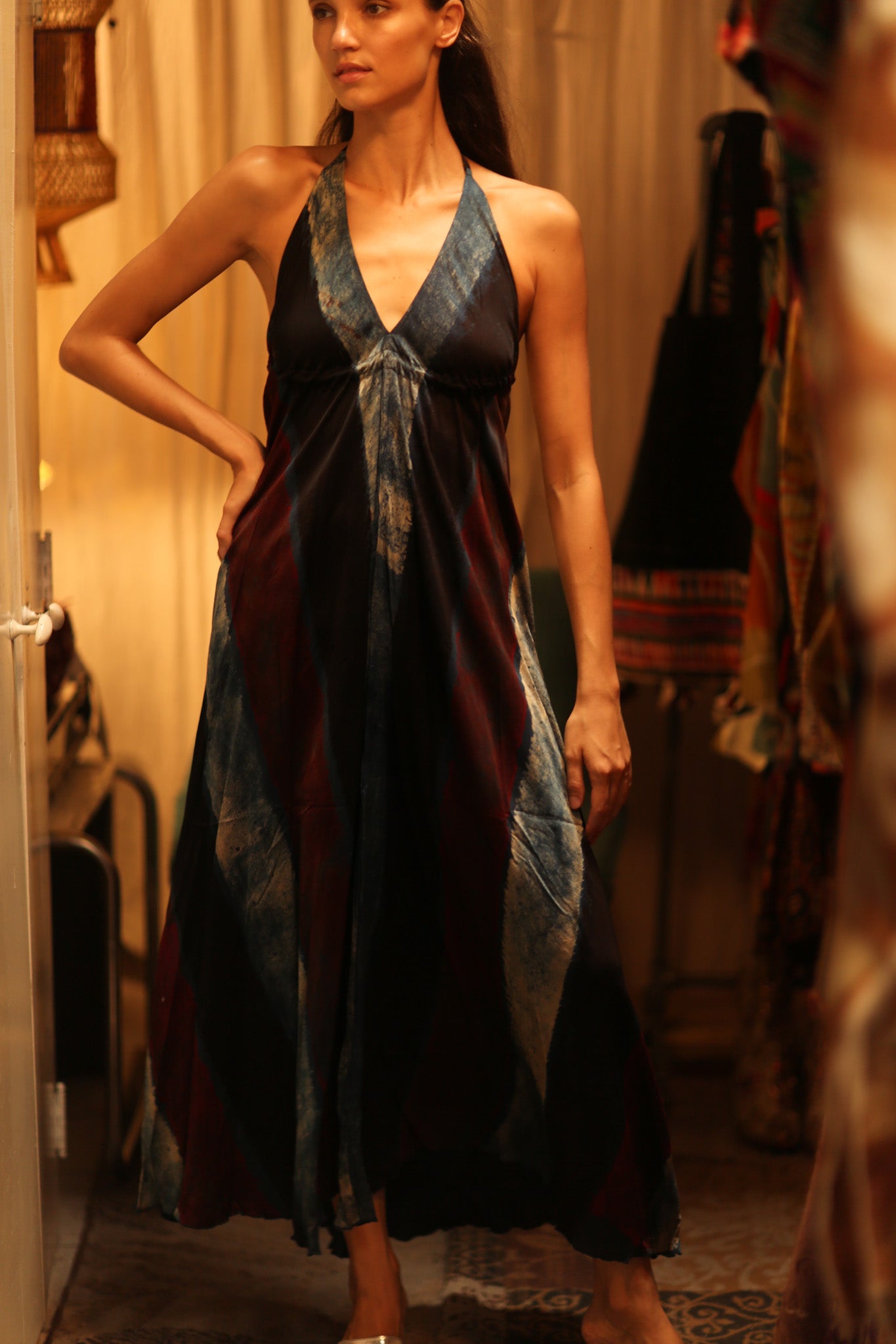 SILK DRESS HANNAH BLUE STRIPE OCEAN EDIT