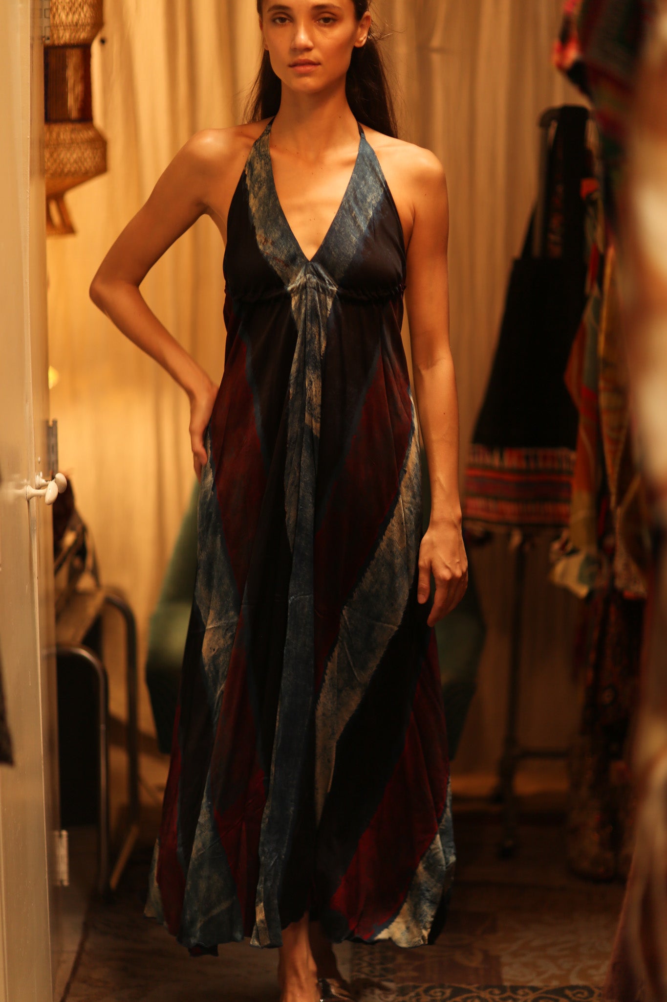 SILK DRESS HANNAH BLUE STRIPE OCEAN EDIT