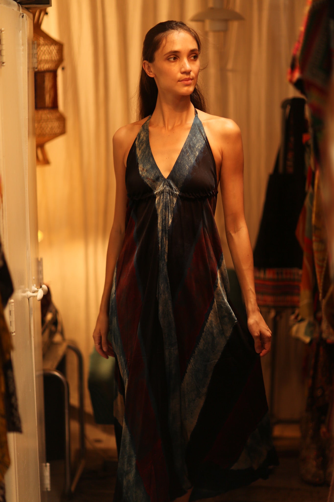 SILK DRESS HANNAH BLUE STRIPE OCEAN EDIT