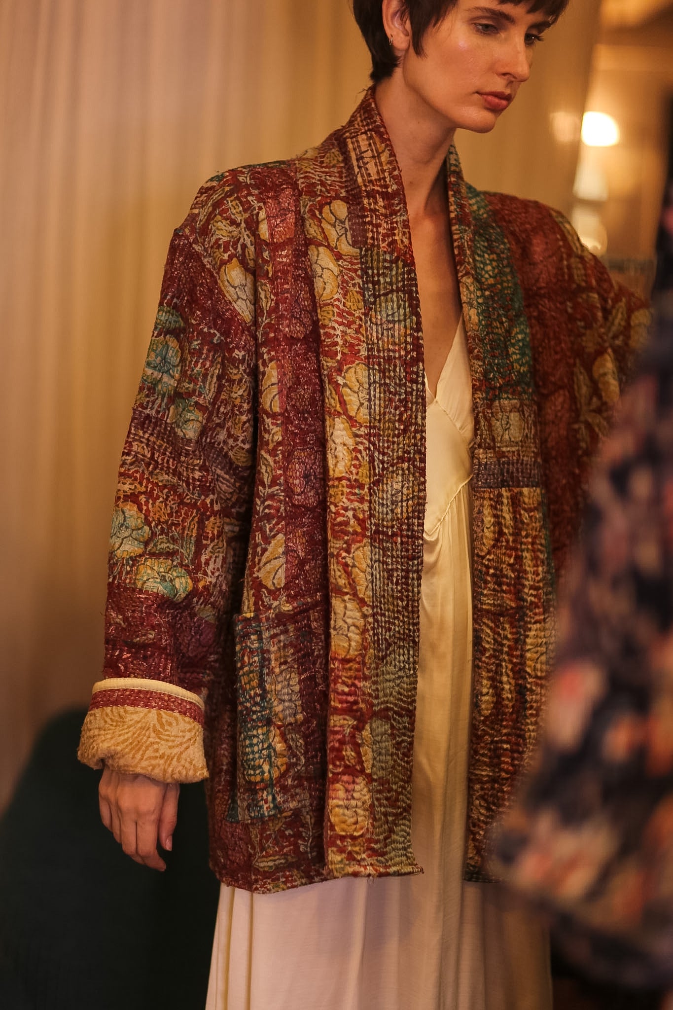 HALF KIMONO KANTHA JACKET - VINTAGE STYLE ART