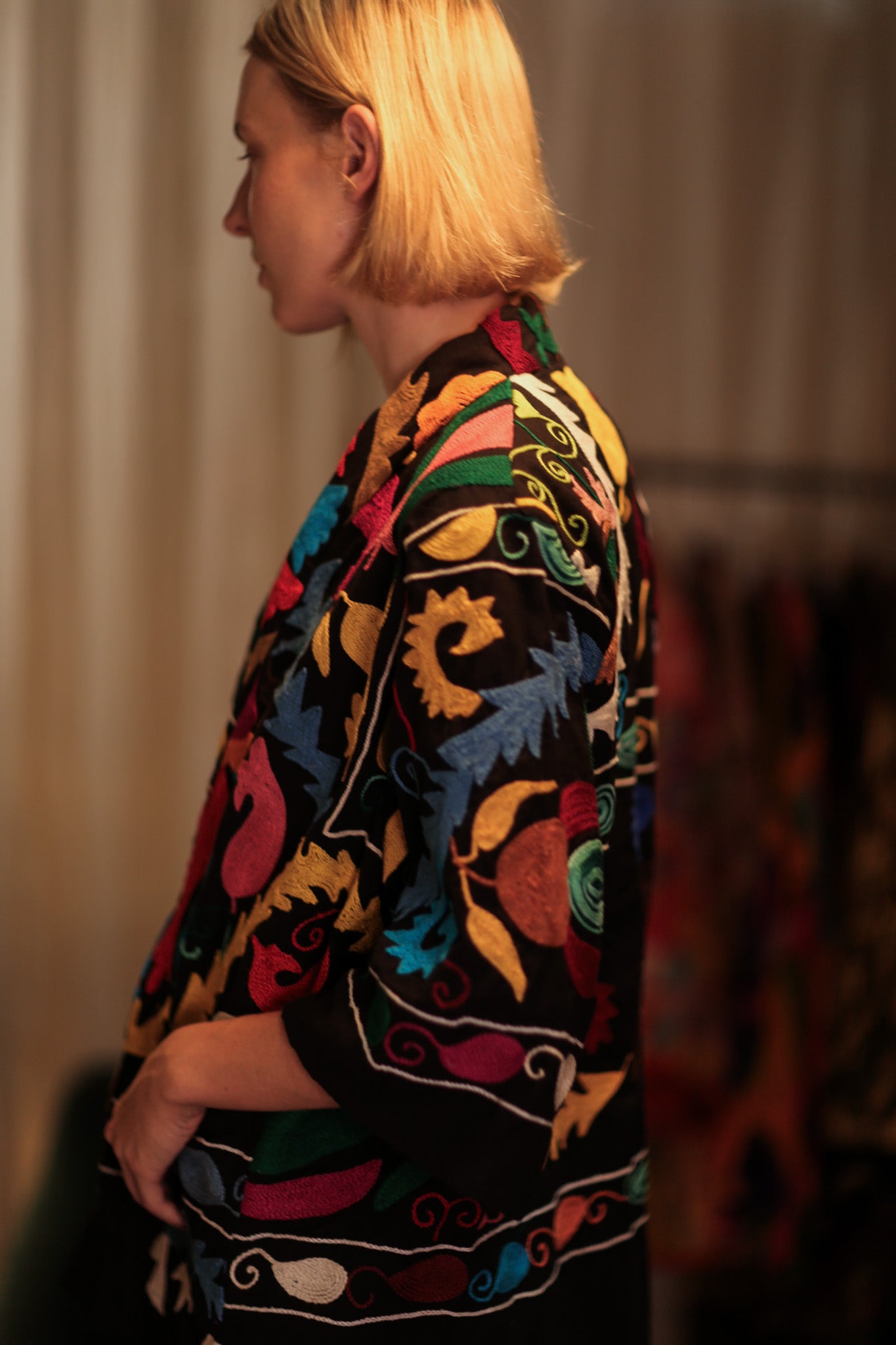 GINEVRA SUZANI SHORT KIMONO JACKET BLACKBOARD