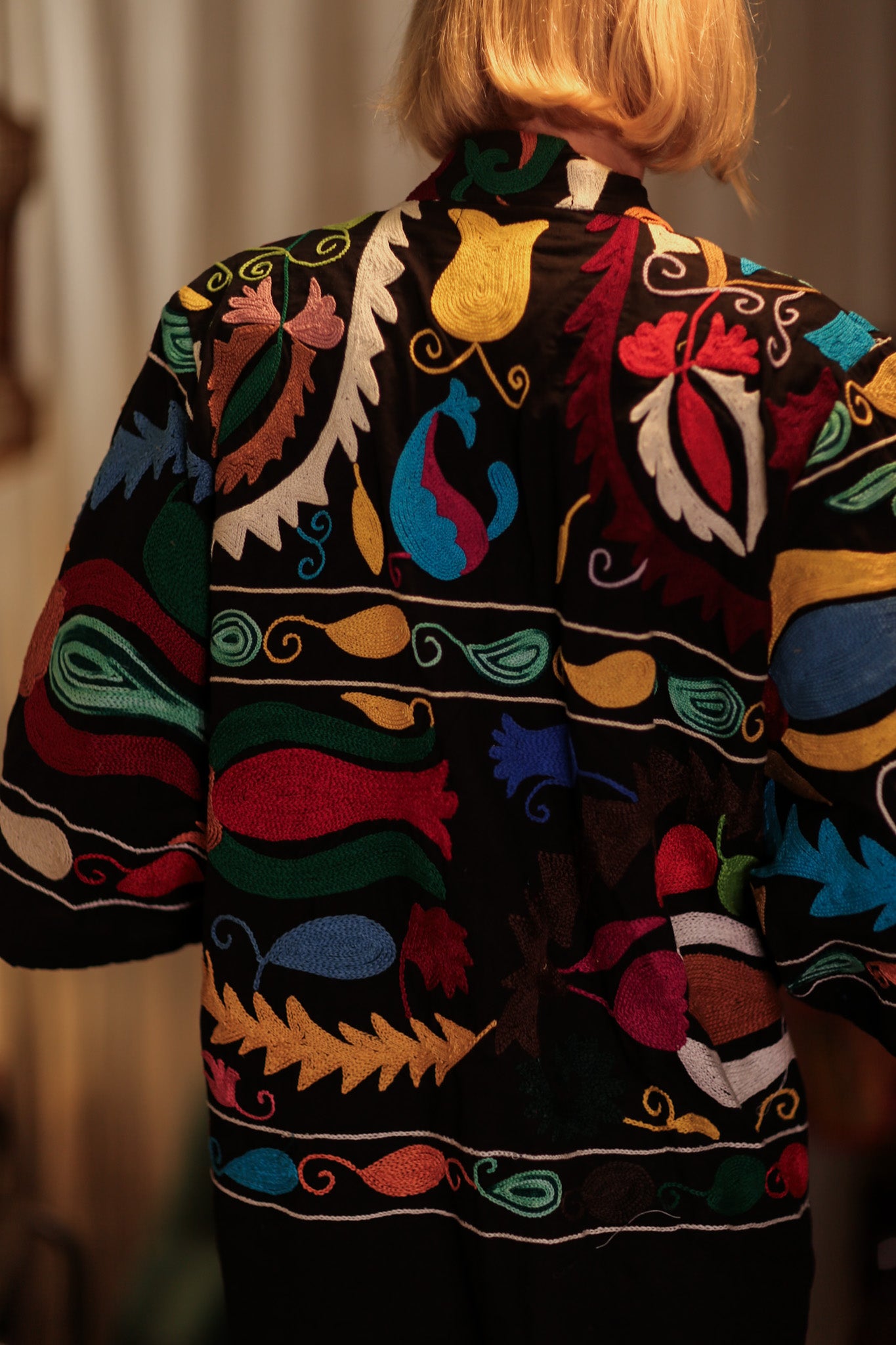 GINEVRA SUZANI SHORT KIMONO JACKET BLACKBOARD