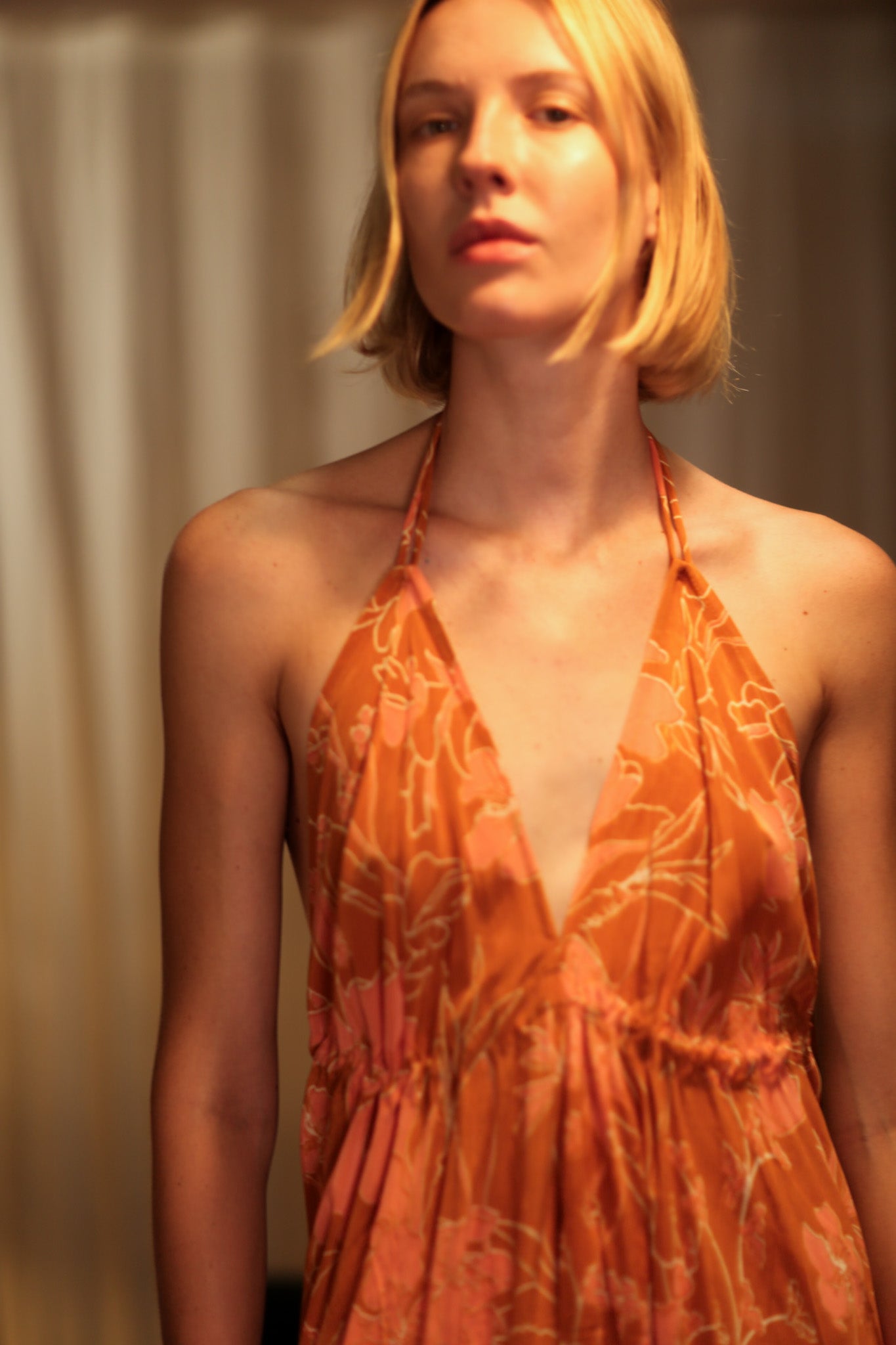 HANNAH SILK DRESS ORANGE FLOWER