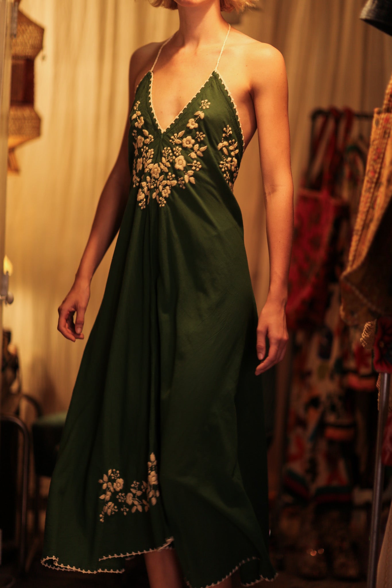 ROSE EMBROIDERED COTTON DRESS