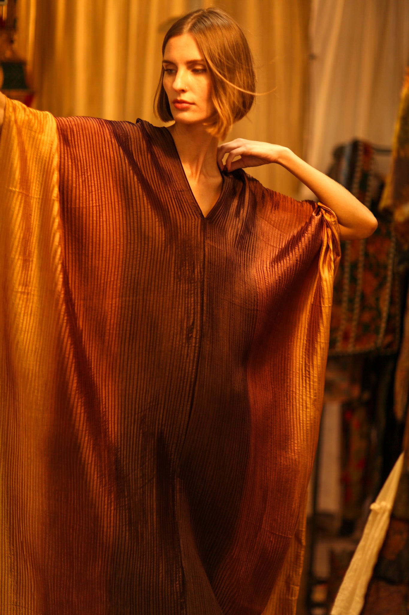 PLEATED SUNSET KAFTAN