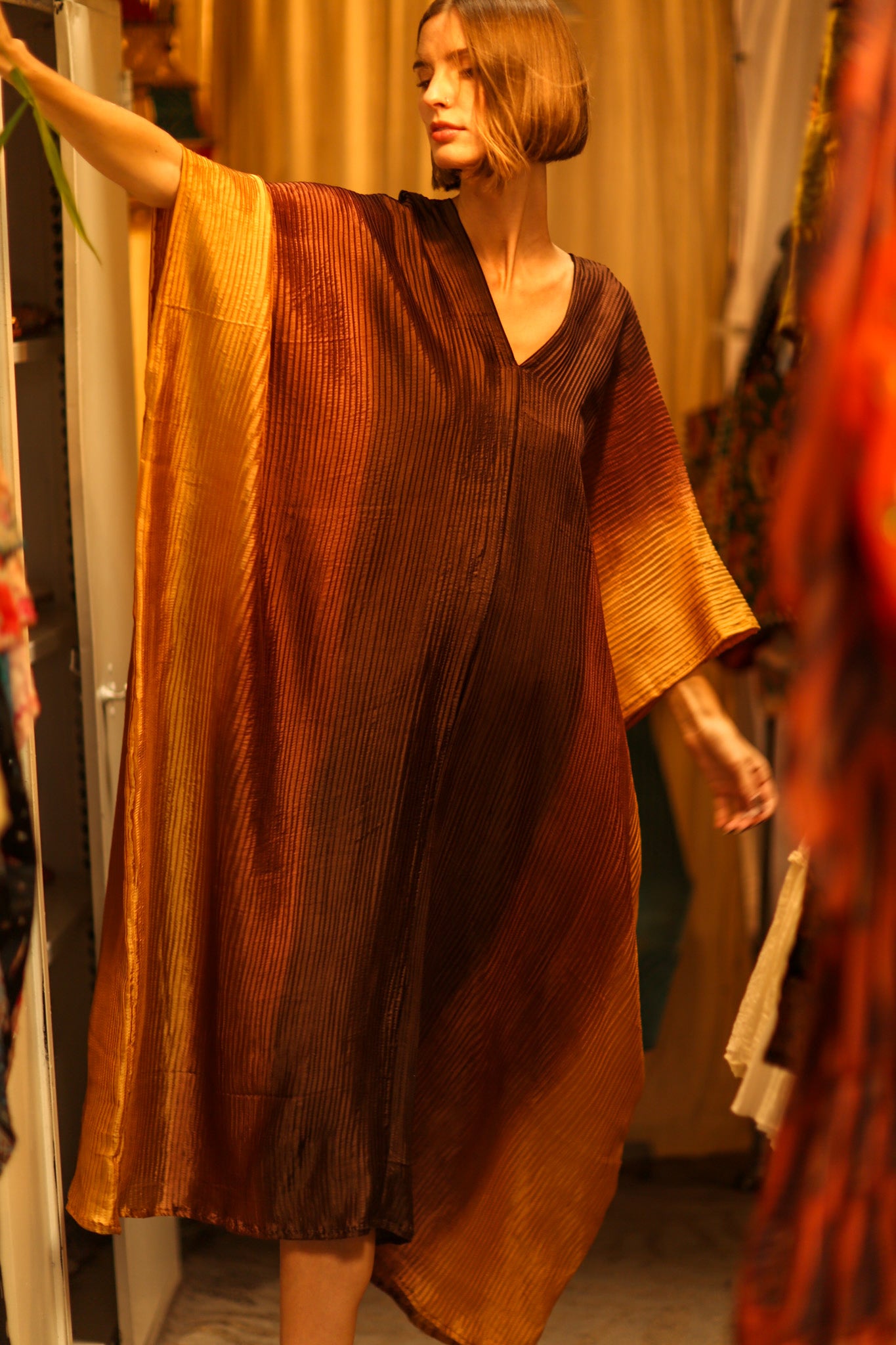 PLEATED SUNSET KAFTAN