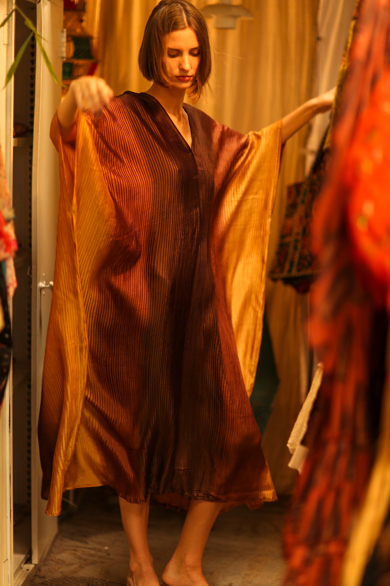 PLEATED SUNSET KAFTAN