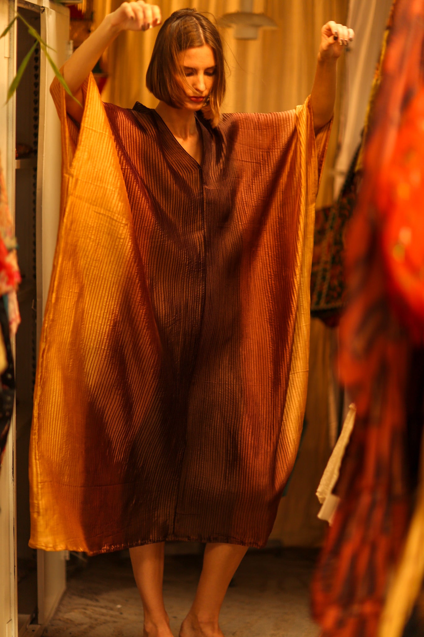 PLEATED SUNSET KAFTAN
