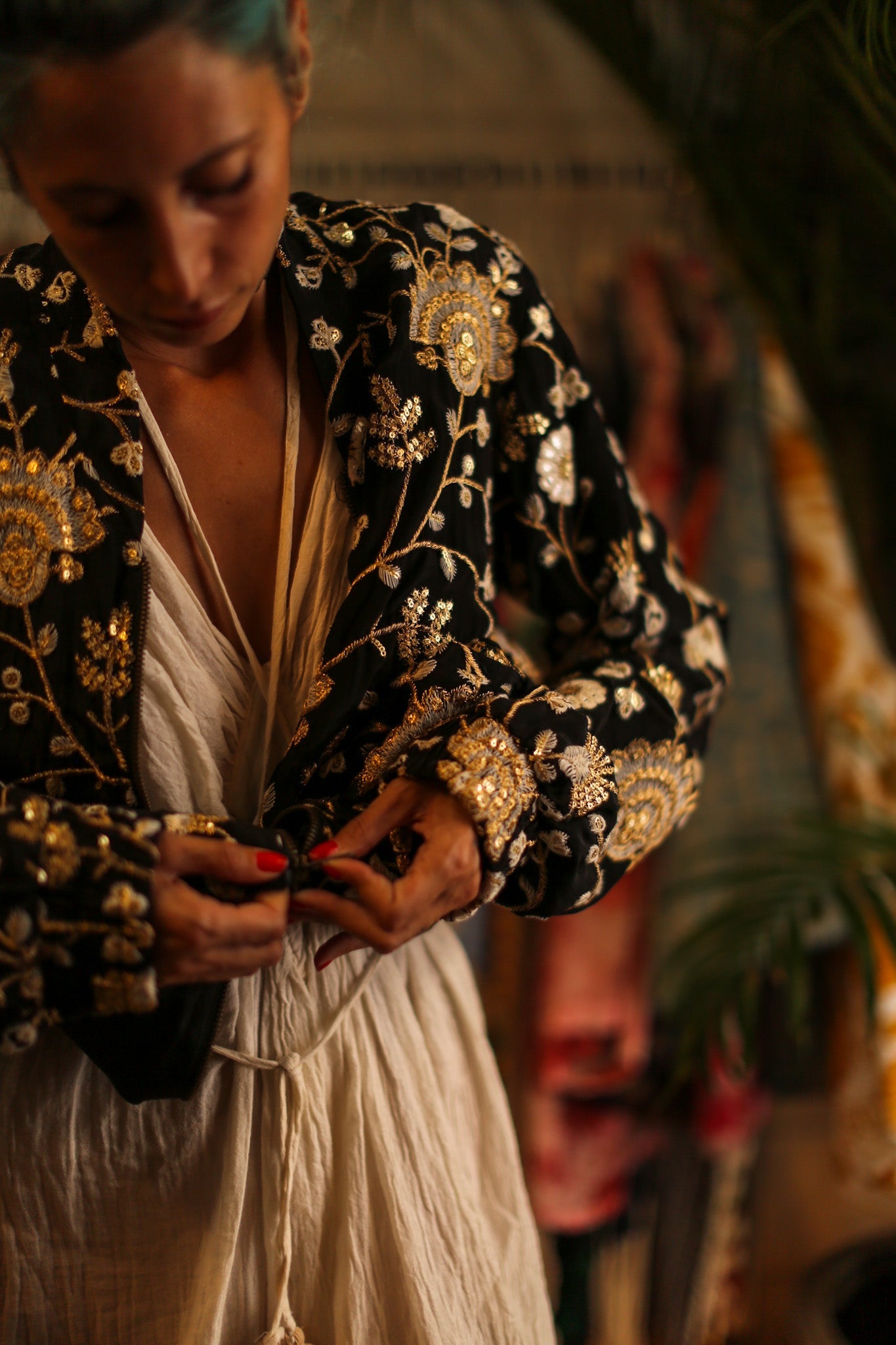 SILK EMBROIDERED BOMBER JACKET LISA