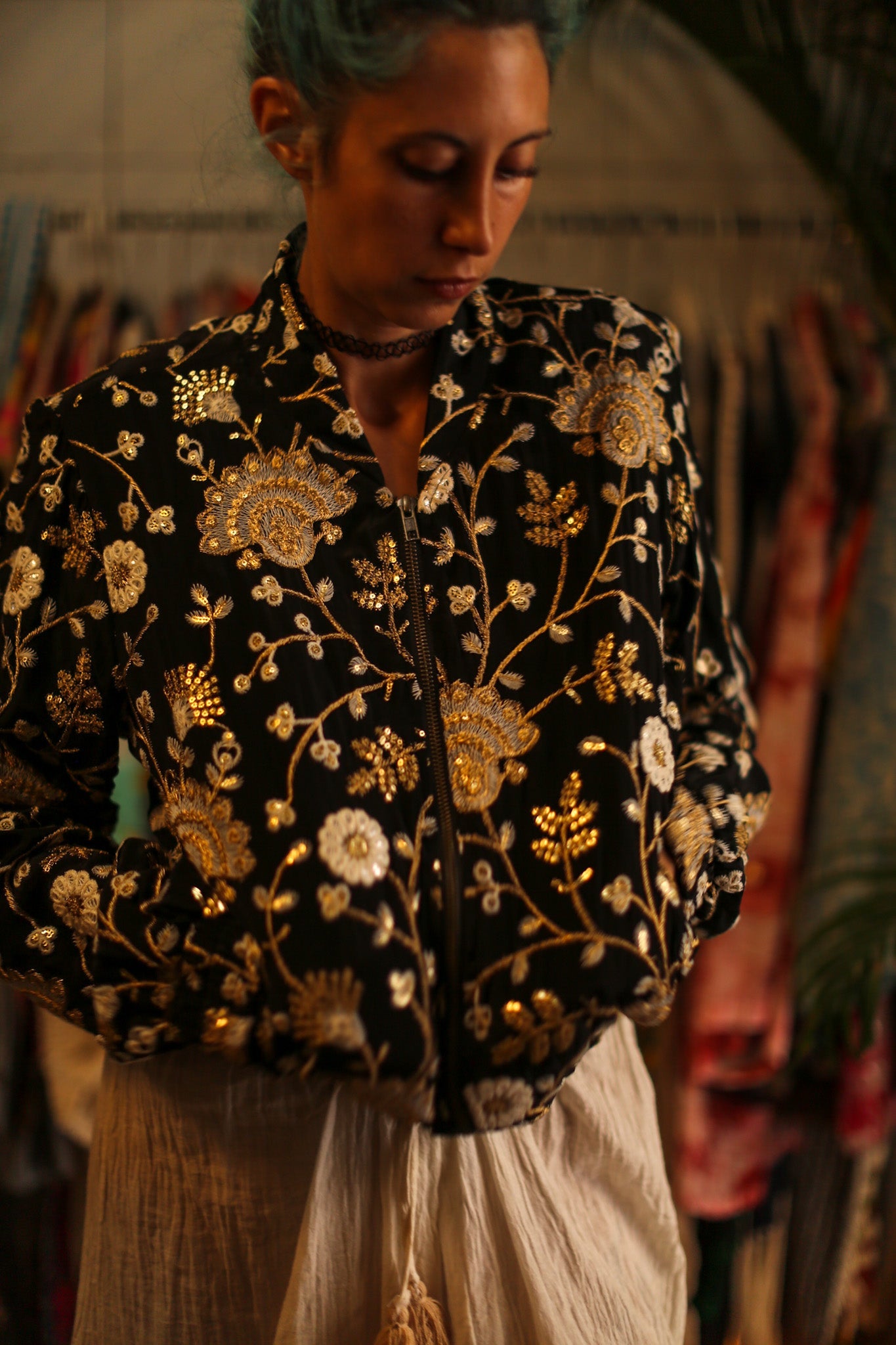 SILK EMBROIDERED BOMBER JACKET LISA