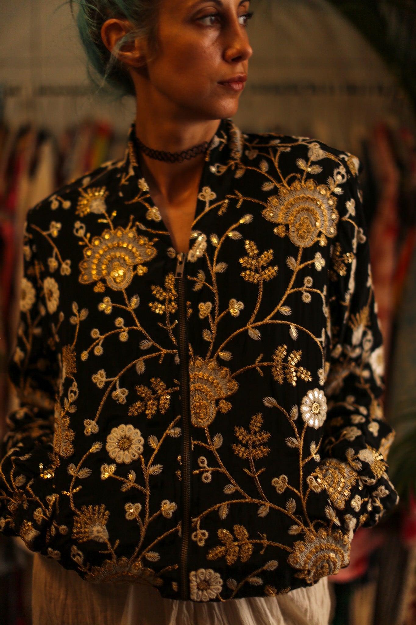 SILK EMBROIDERED BOMBER JACKET LISA