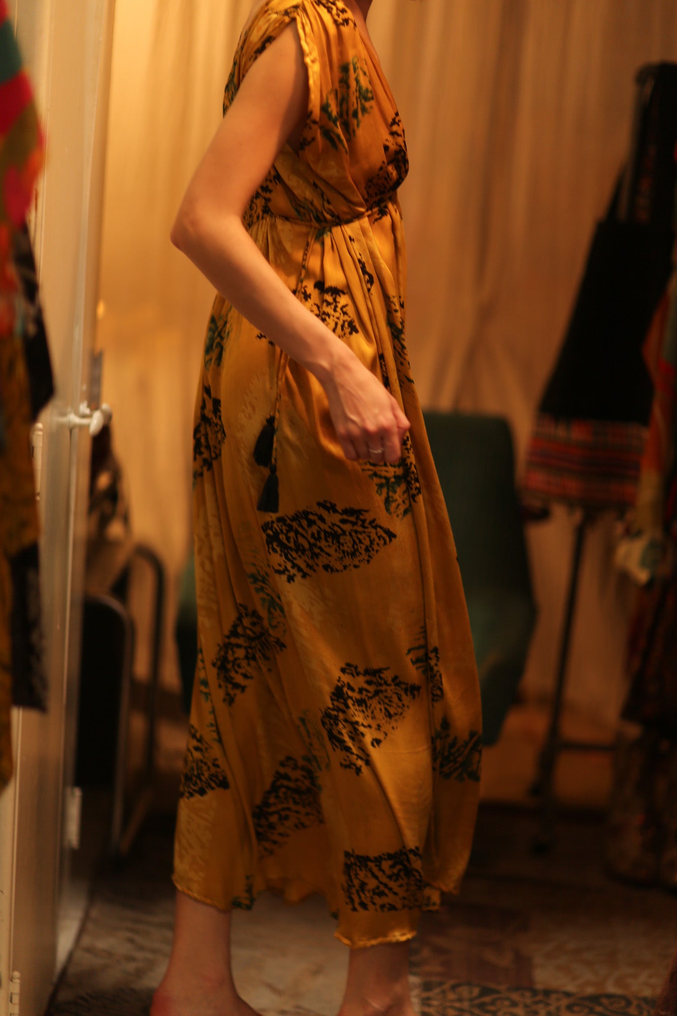 SILK DRESS VICTORIA YELLOW ARTIST
