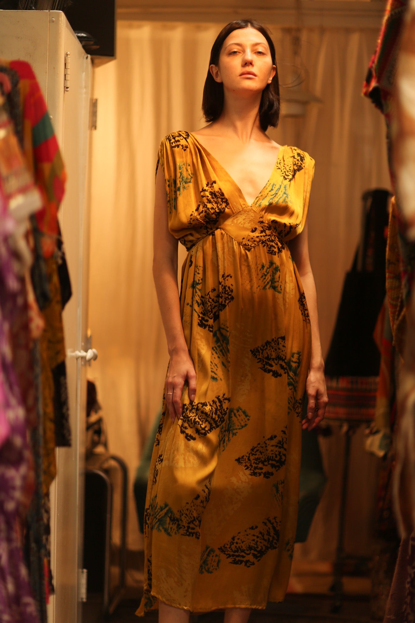 SILK DRESS VICTORIA YELLOW ARTIST