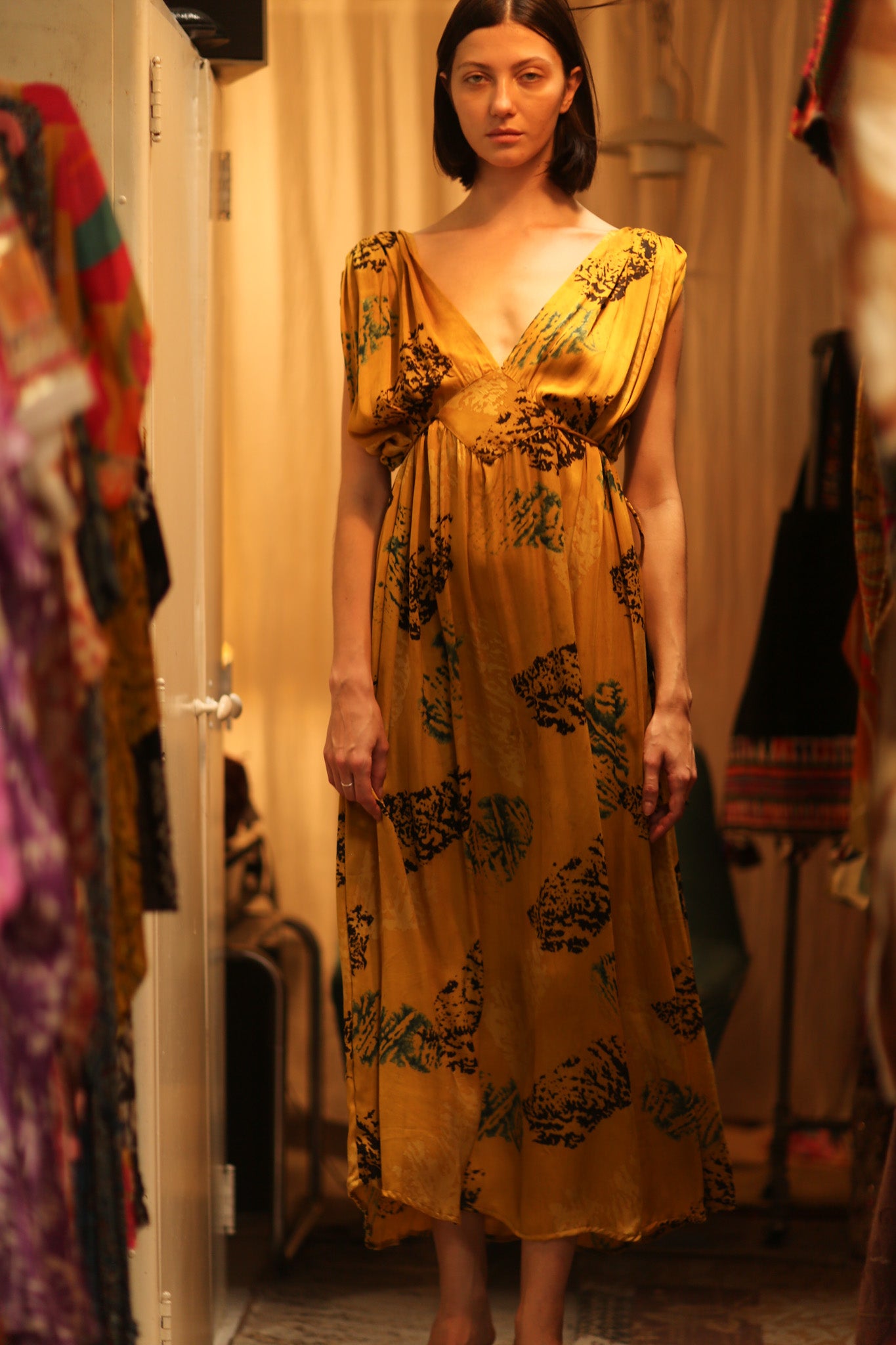 SILK DRESS VICTORIA YELLOW ARTIST