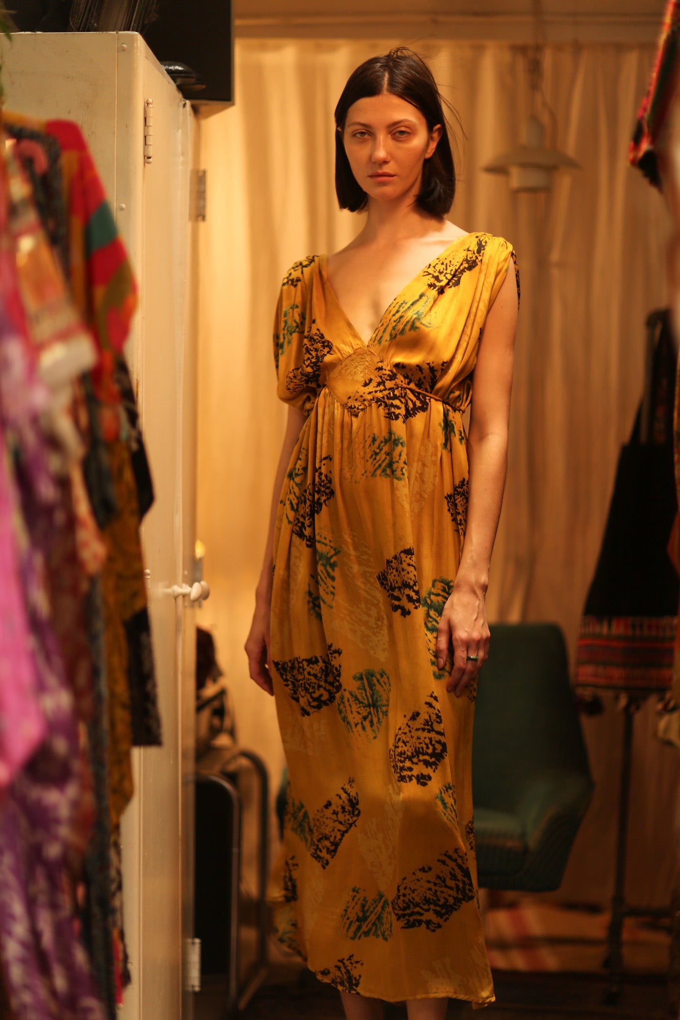 SILK DRESS VICTORIA YELLOW ARTIST