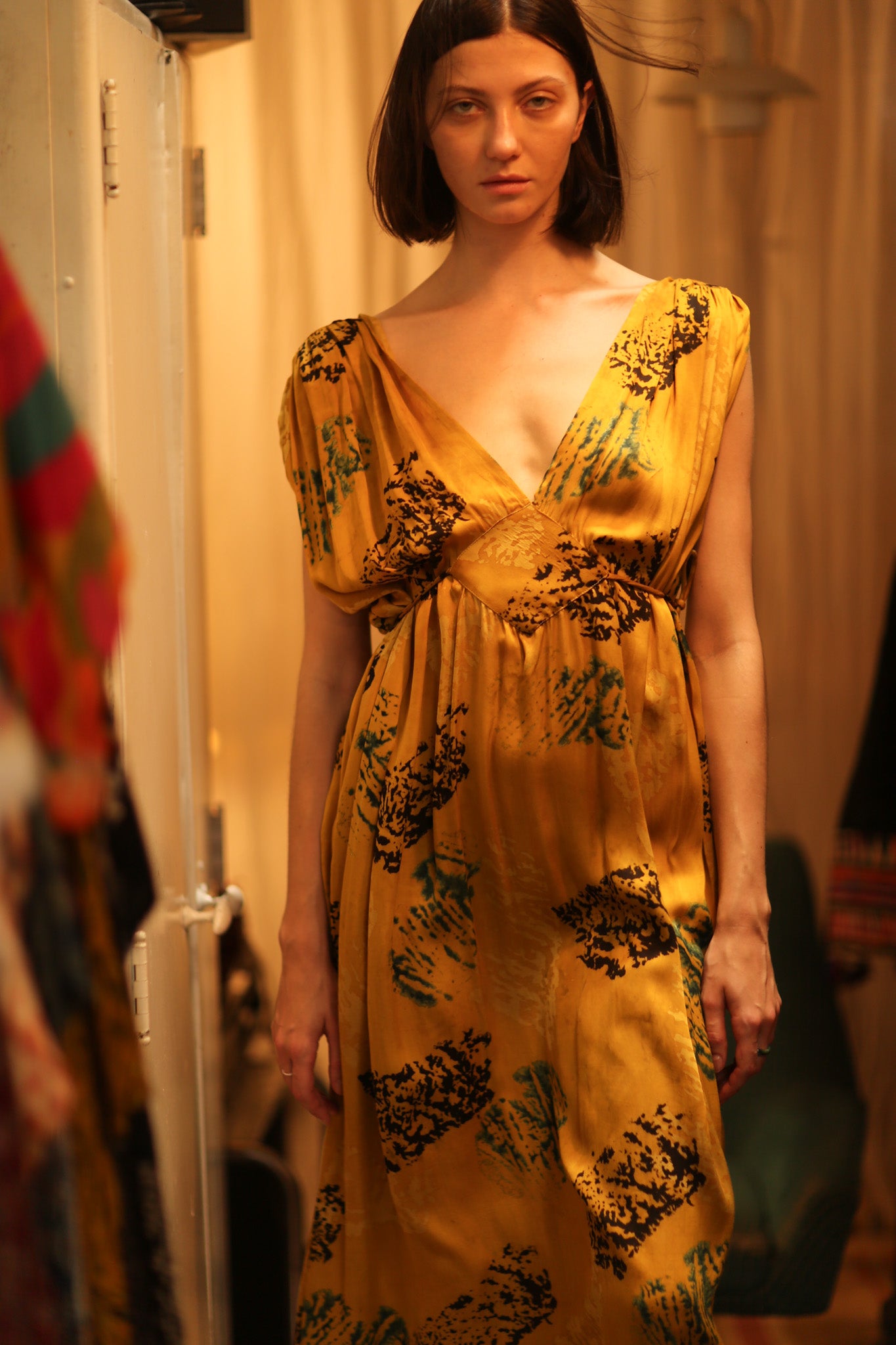 SILK DRESS VICTORIA YELLOW ARTIST