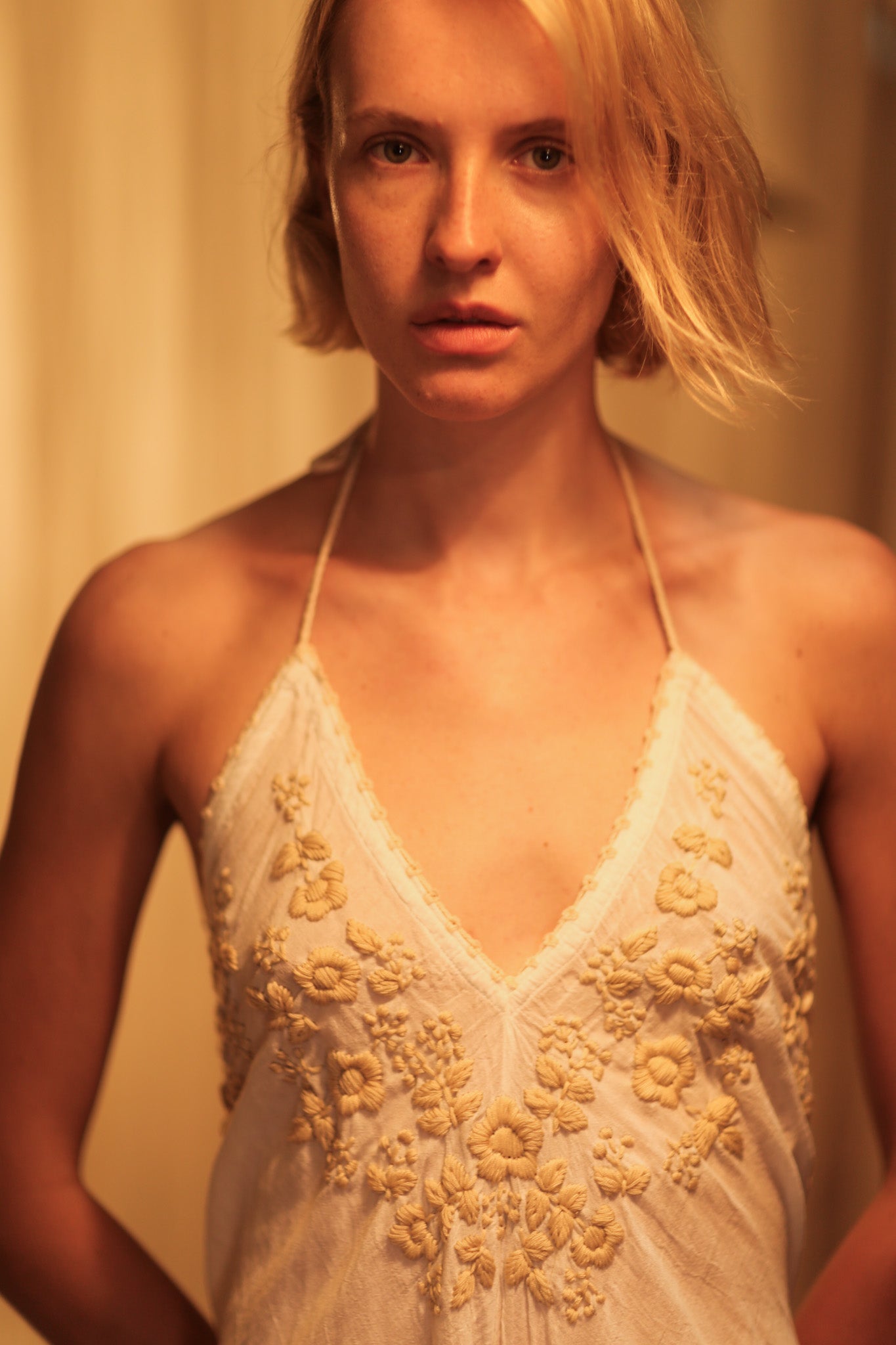 ROSE EMBROIDERED COTTON DRESS