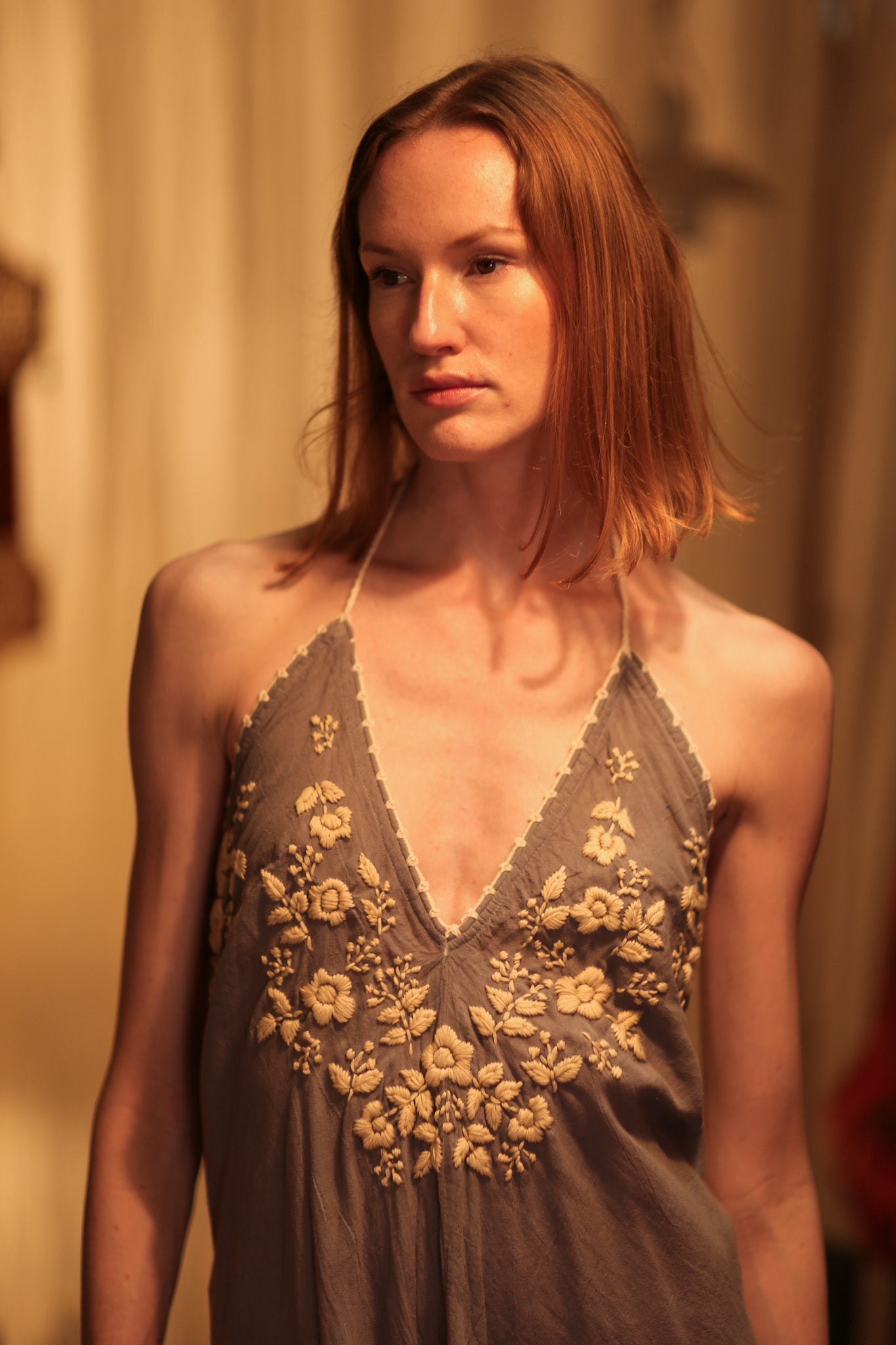 ROSE EMBROIDERED COTTON DRESS