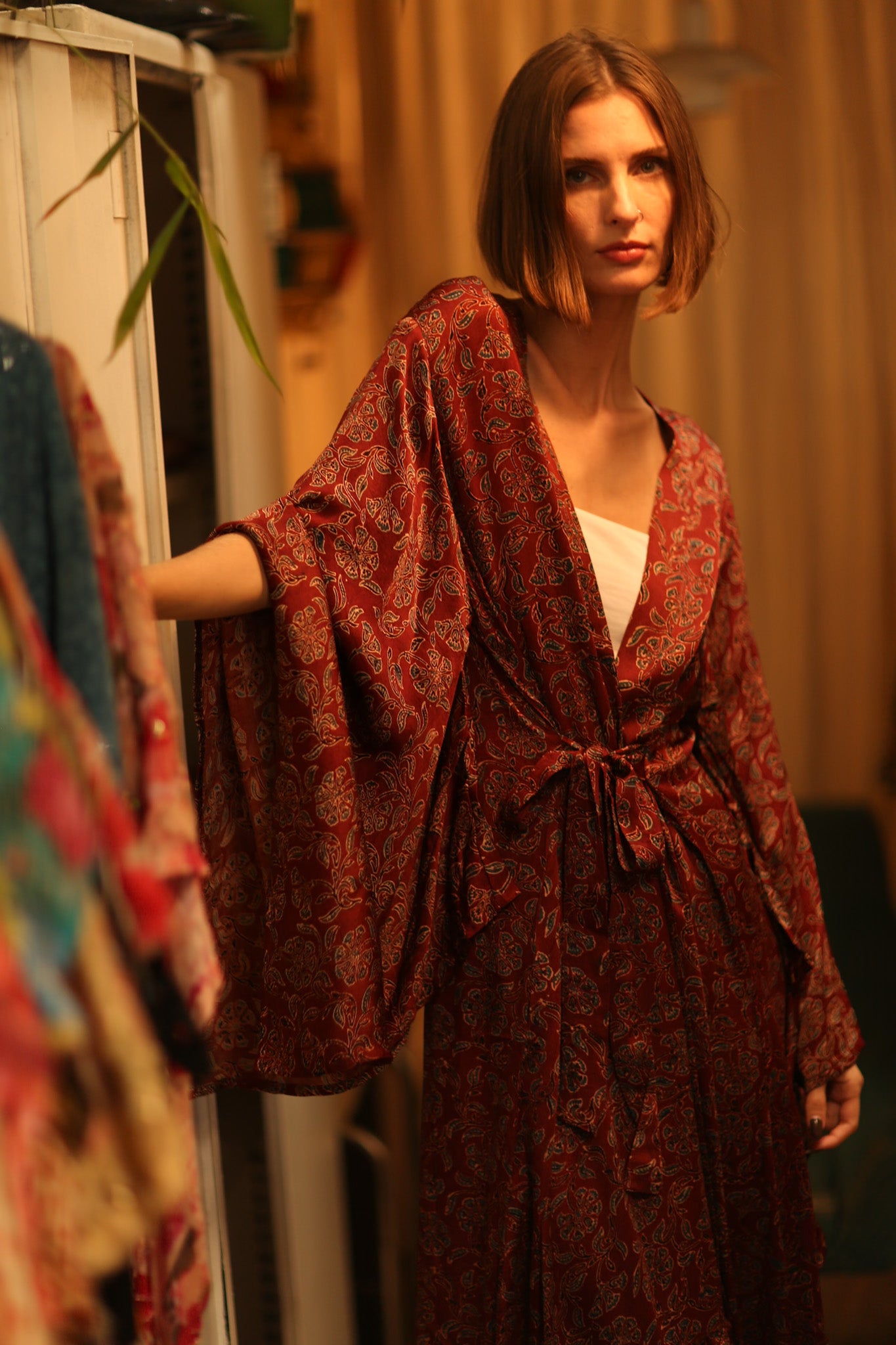 SILK HAND BLOCK PRINT KIMONO PINA BOENZA