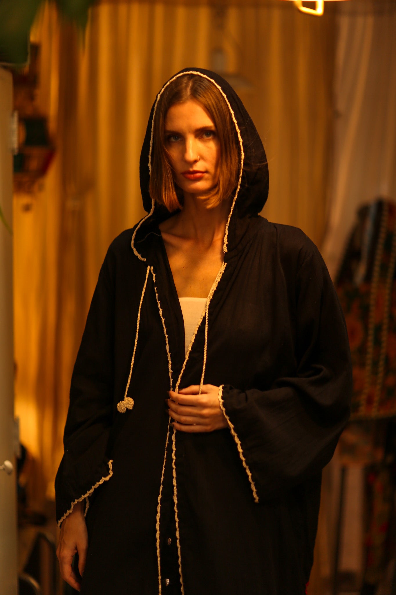 EMBROIDERED KIMONO CARI BLACK